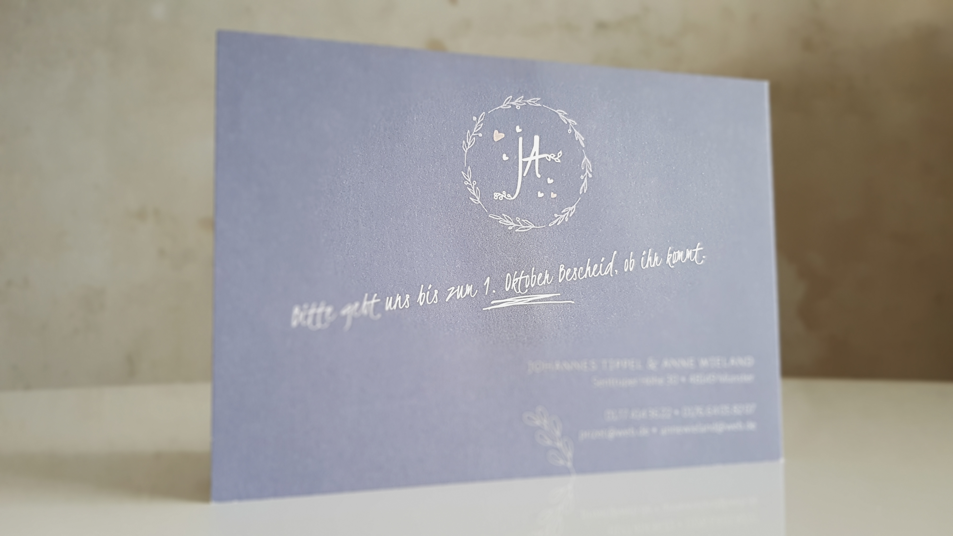 Rückseite, Einladungskarte zur Hochzeit