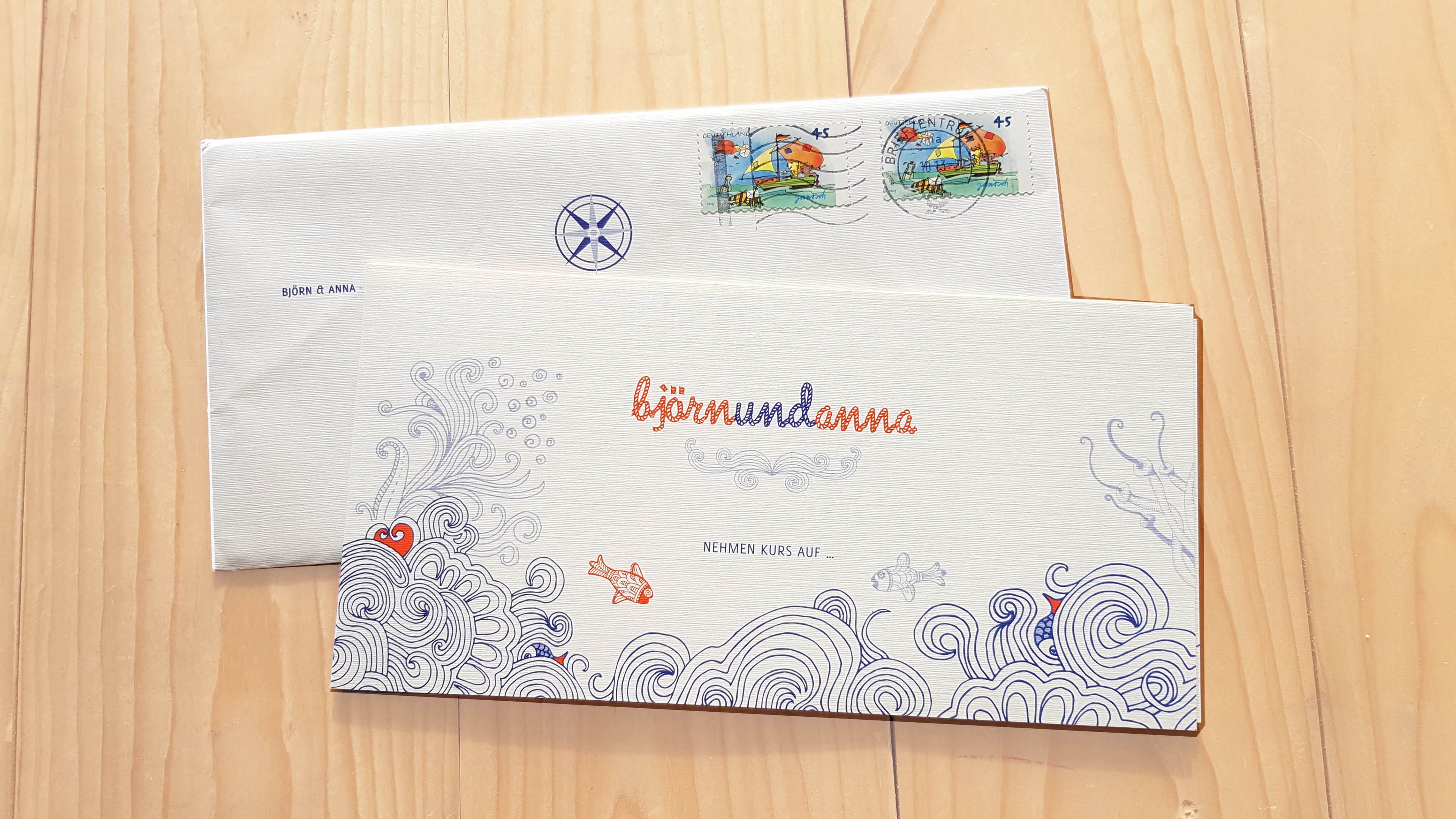 Umschlag & Einladungskarte Hochzeit (Leinenpapier)
