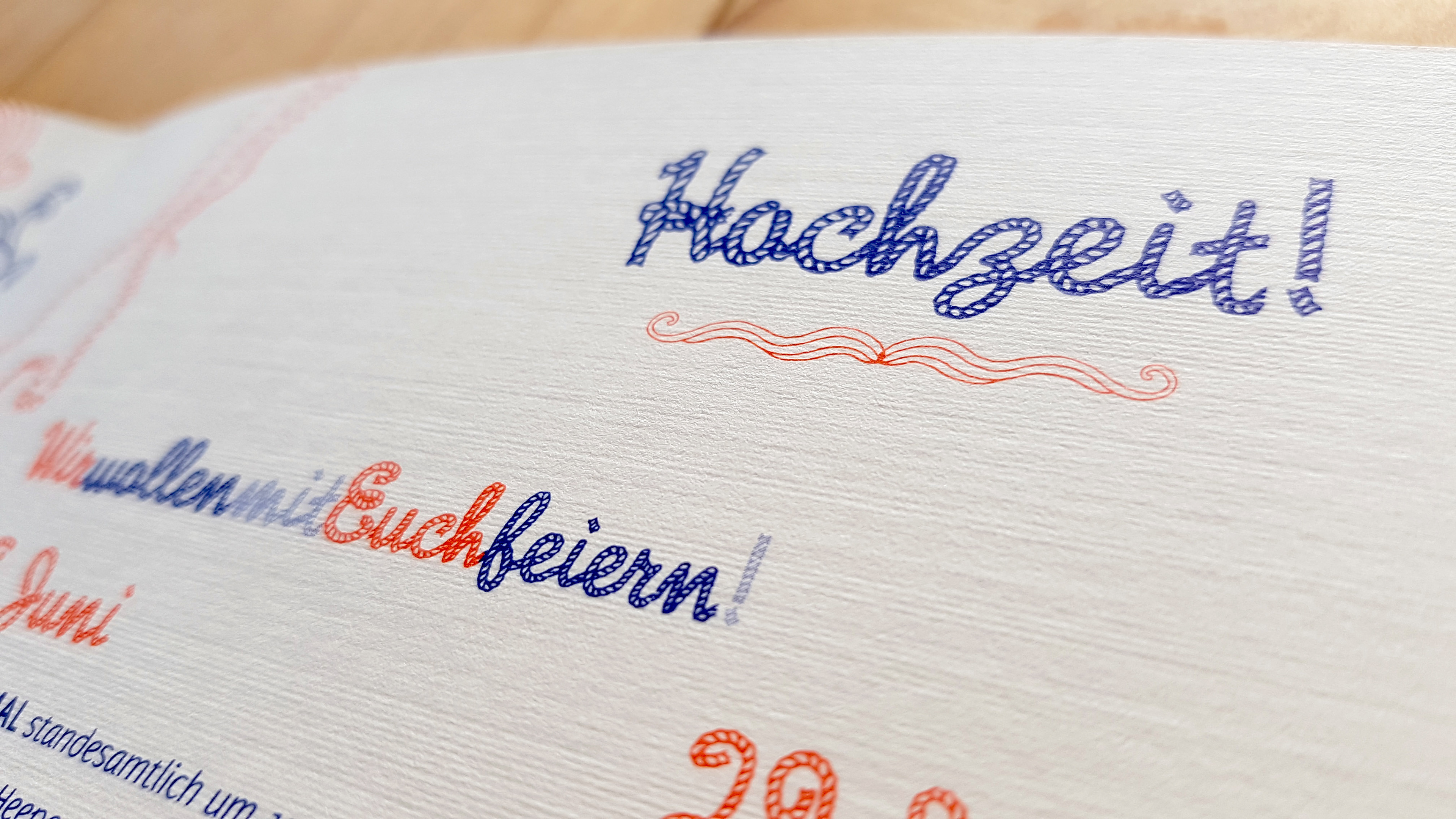 Detail Innenseite Einladungskarte Hochzeit (Leinenpapier)