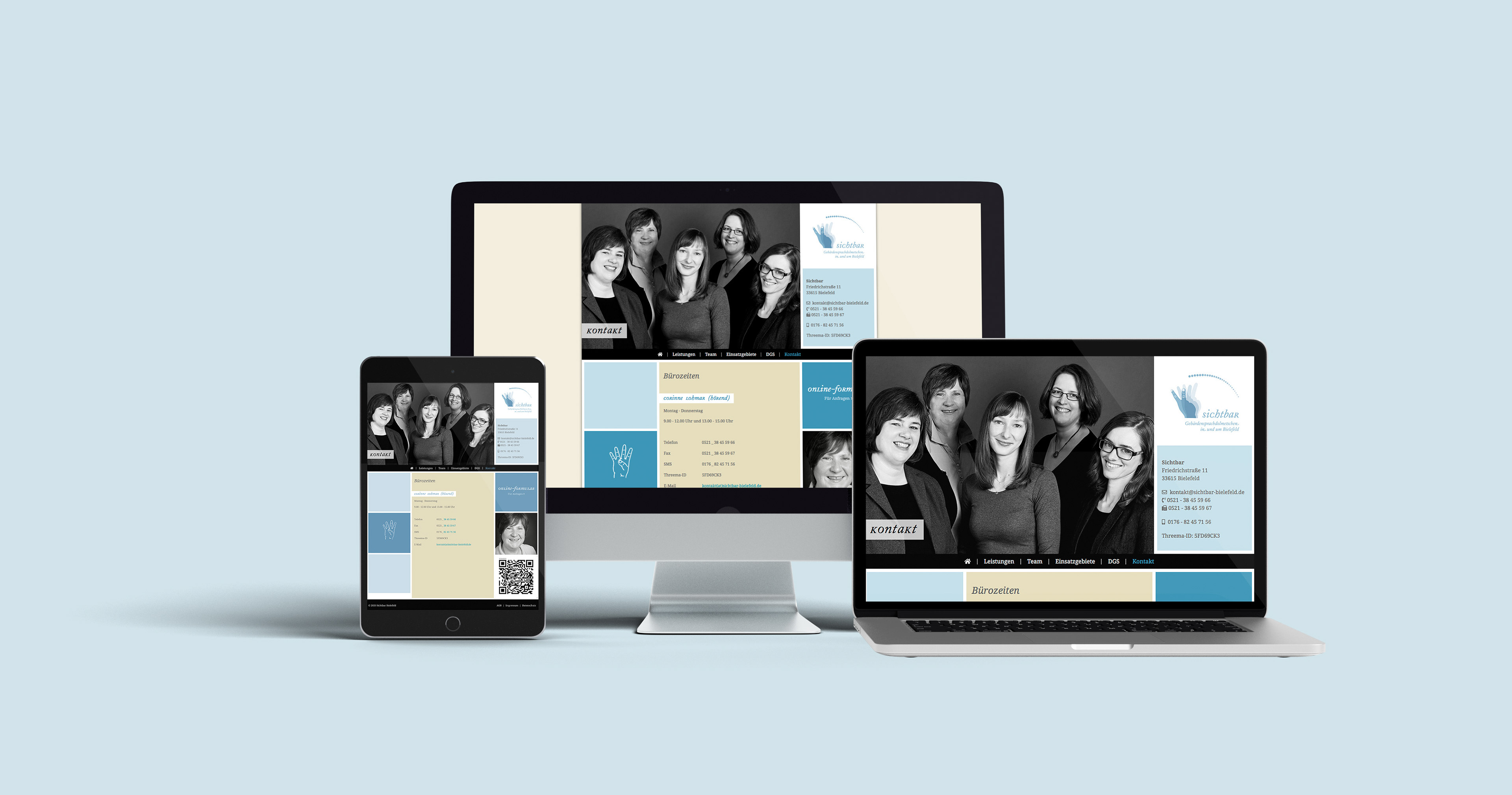 Responsive Ansicht Unternehmenswebseite Sichtbar
