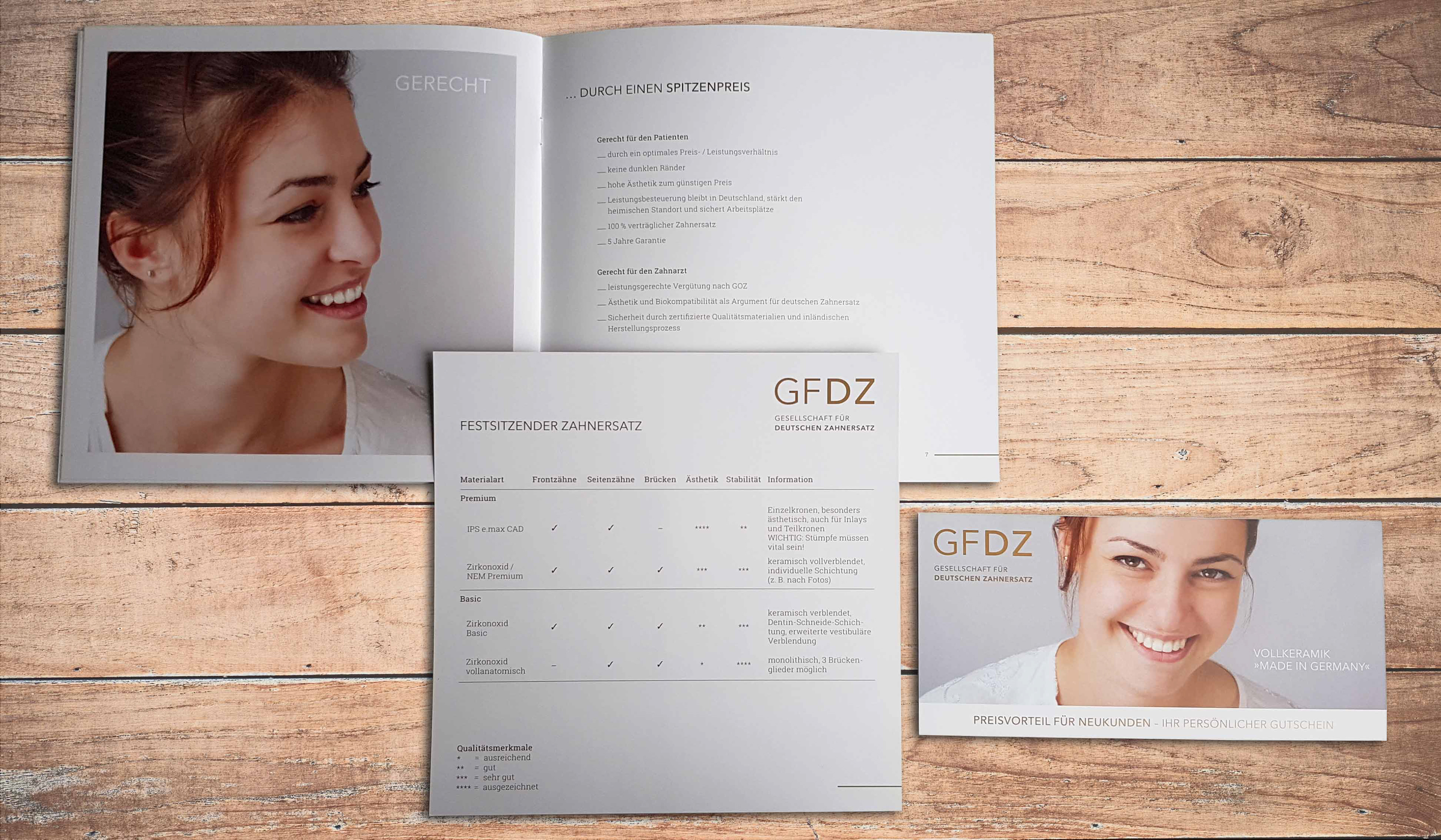 Imagebroschüre, Einleger und Gutschein GfDZ