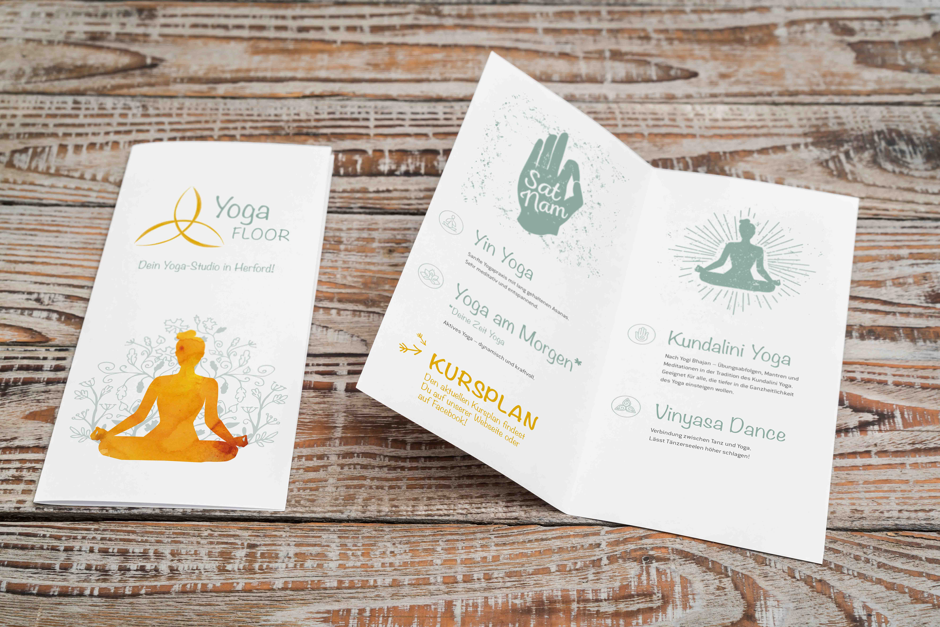 DIN lang Flyer, 4-Seiter Yoga Floor