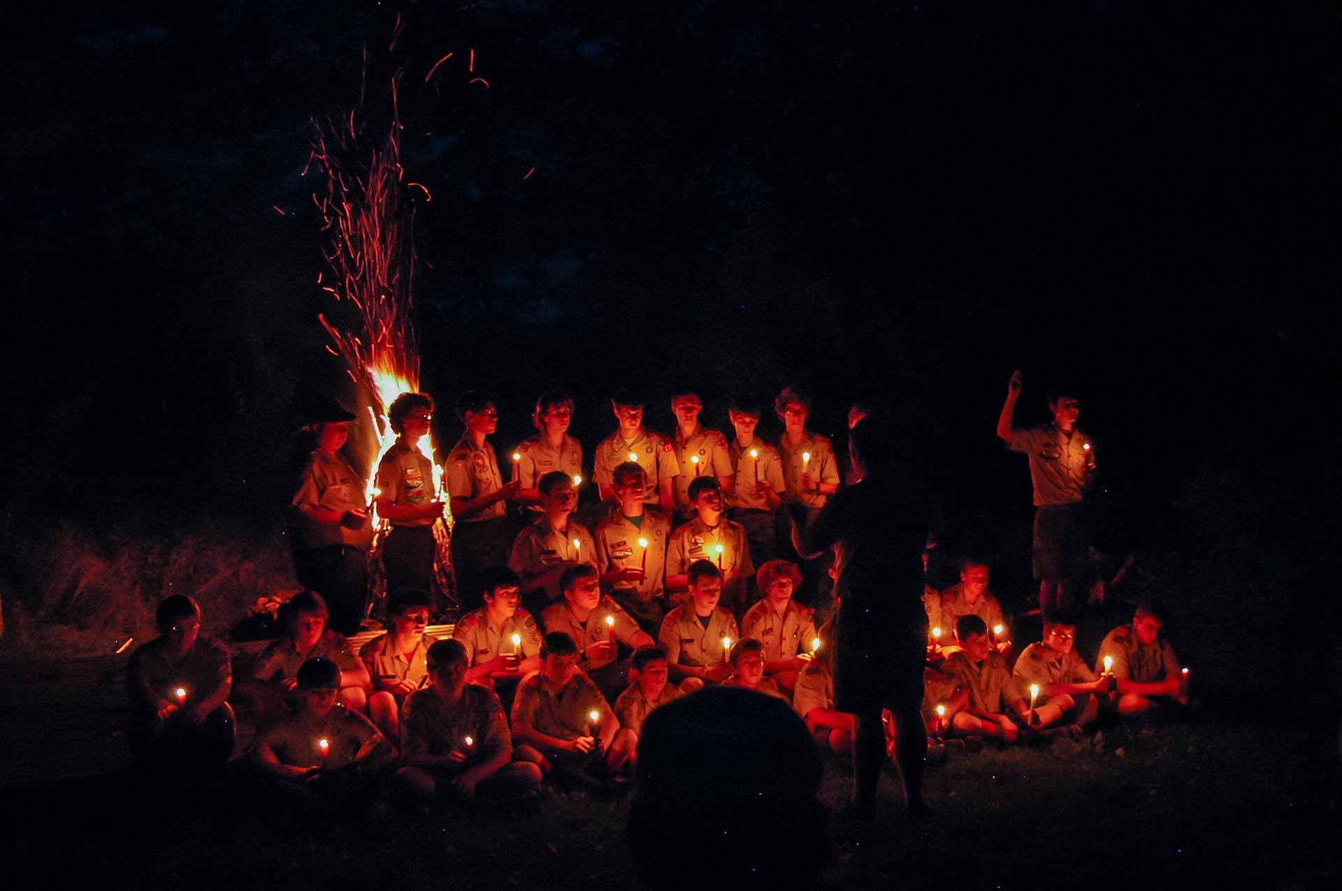 I took this shot at the closing campfire at Camp Wanocksett in New Hampshire.