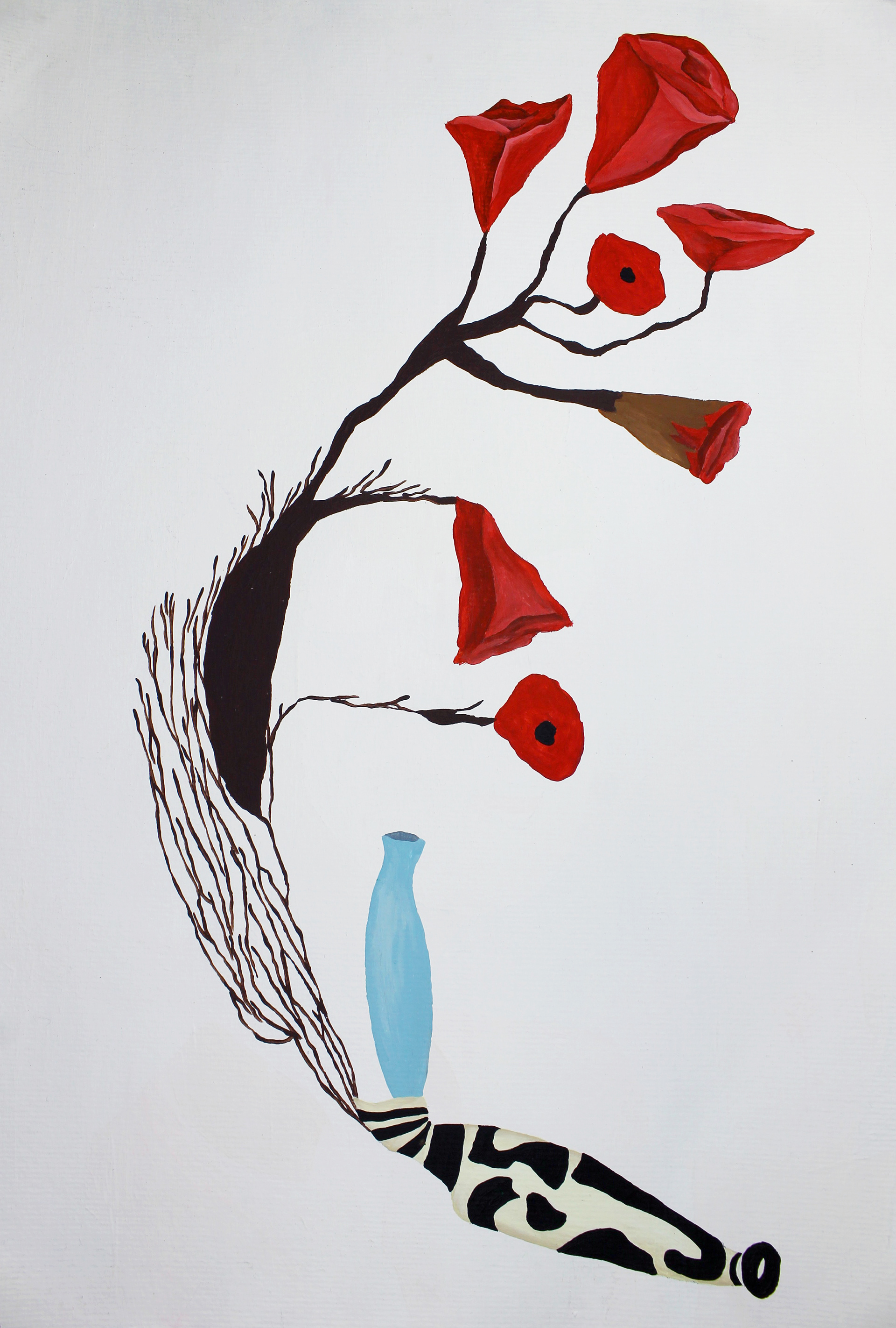 Flowers Being Strange and Wanting to be Human - 2014, acrylic on paper, 30 x 40cm