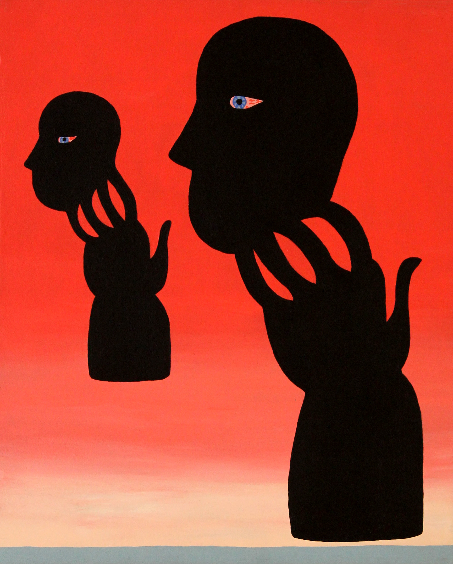 Mystical Head Hands - 2016, acrylic on canvas, 25 x 30cm