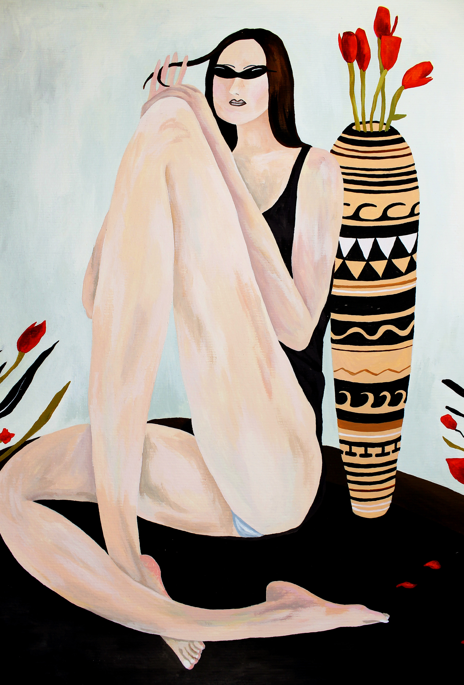 Hanging Out Looking Cool - 2016, acrylic on paper, 30 x 40cm