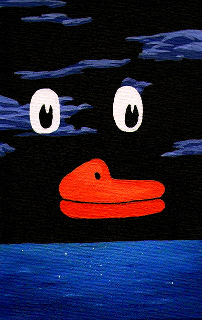 Duck Sky God - 2012, acrylic paint, 9 x 14cm