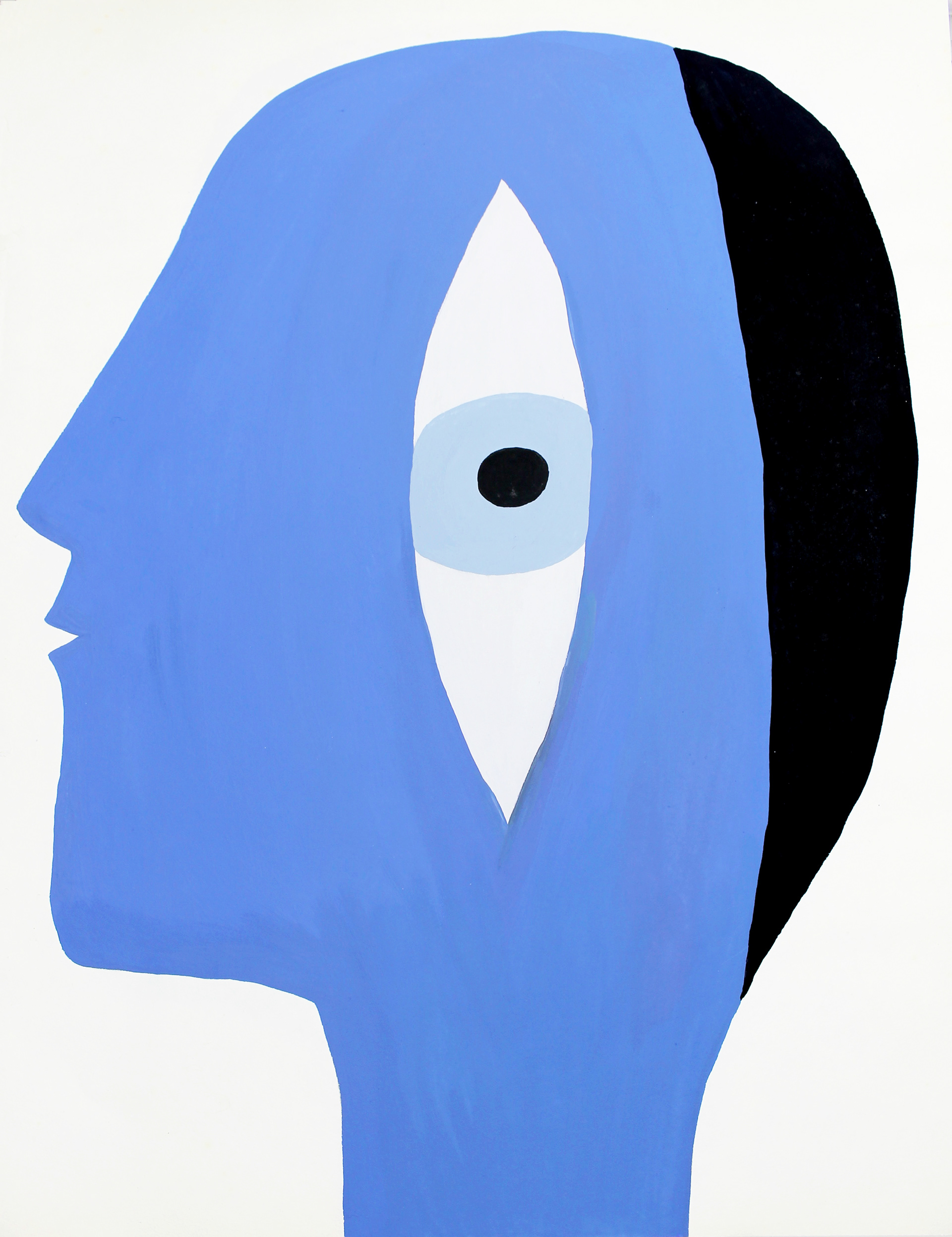 Blue Eye Head - 2014, gouache on paper, 27 x 36cm