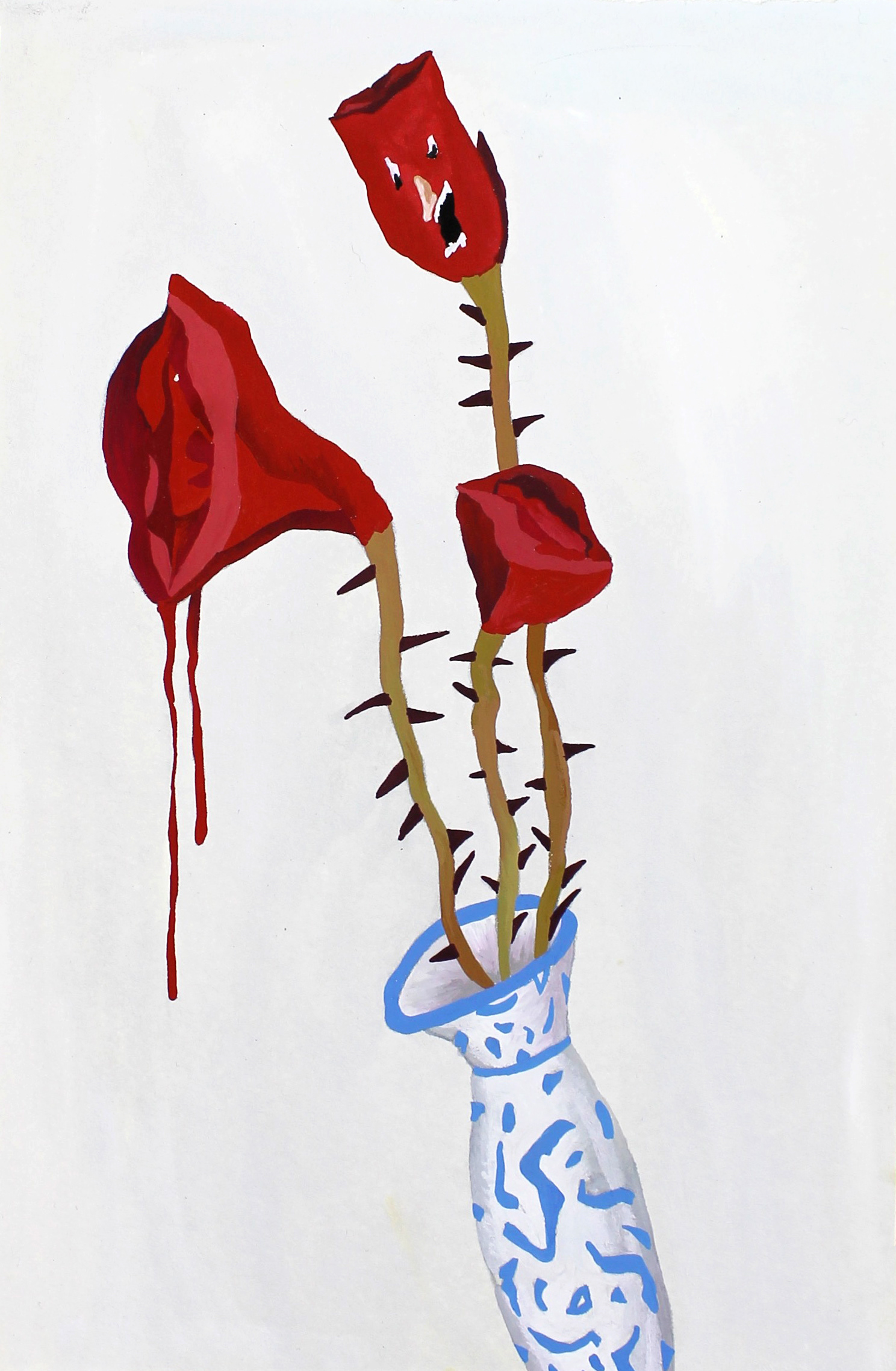 Requiem for a Dying Rose - 2015, gouache on paper, 21 x 14cm