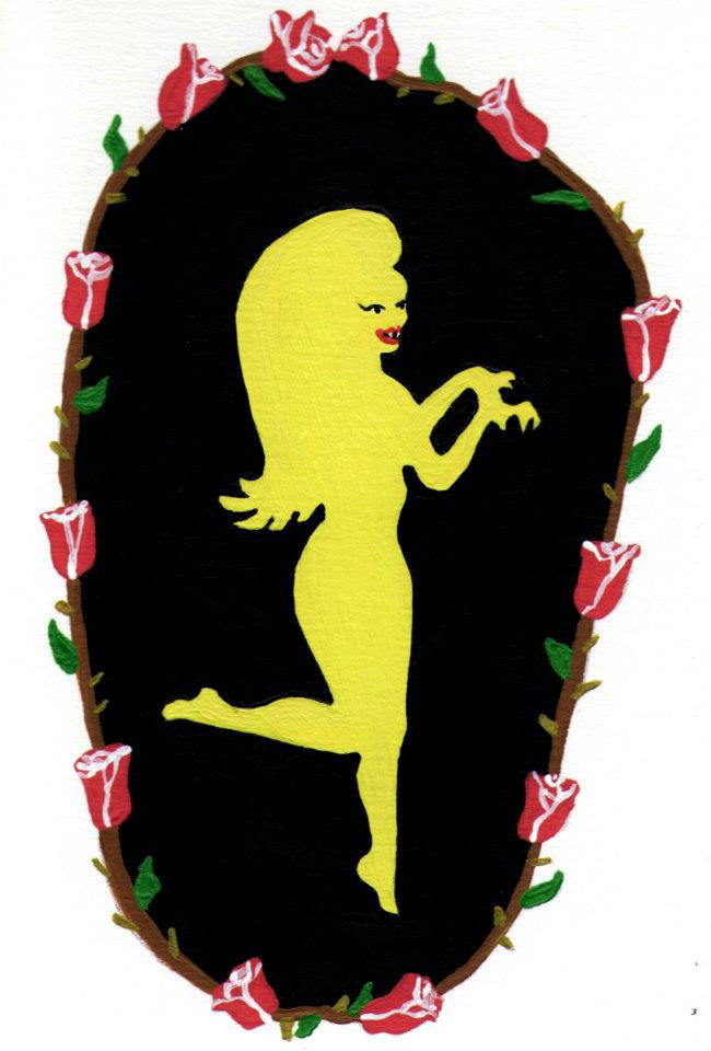 Vamp Femme - 2012, acrylic on paper, 10 x 15cm