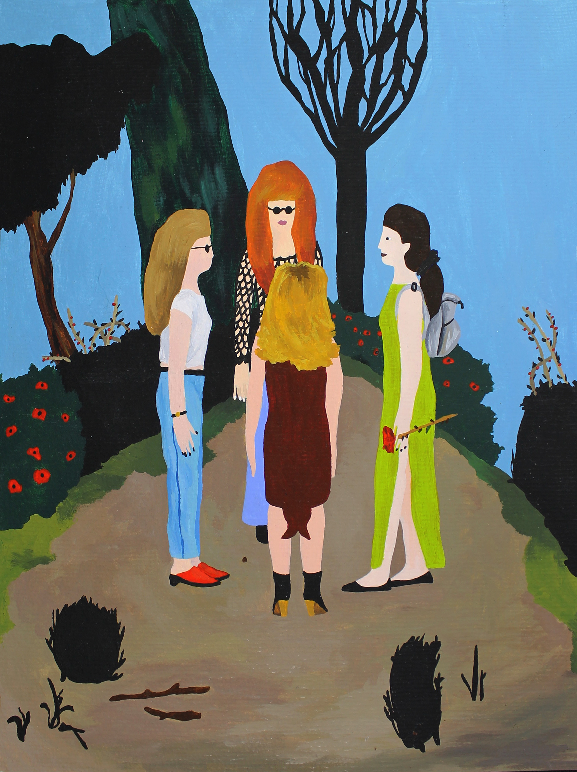 A New Age Coven - 2013, acrylic on paper, 21 x 28cm