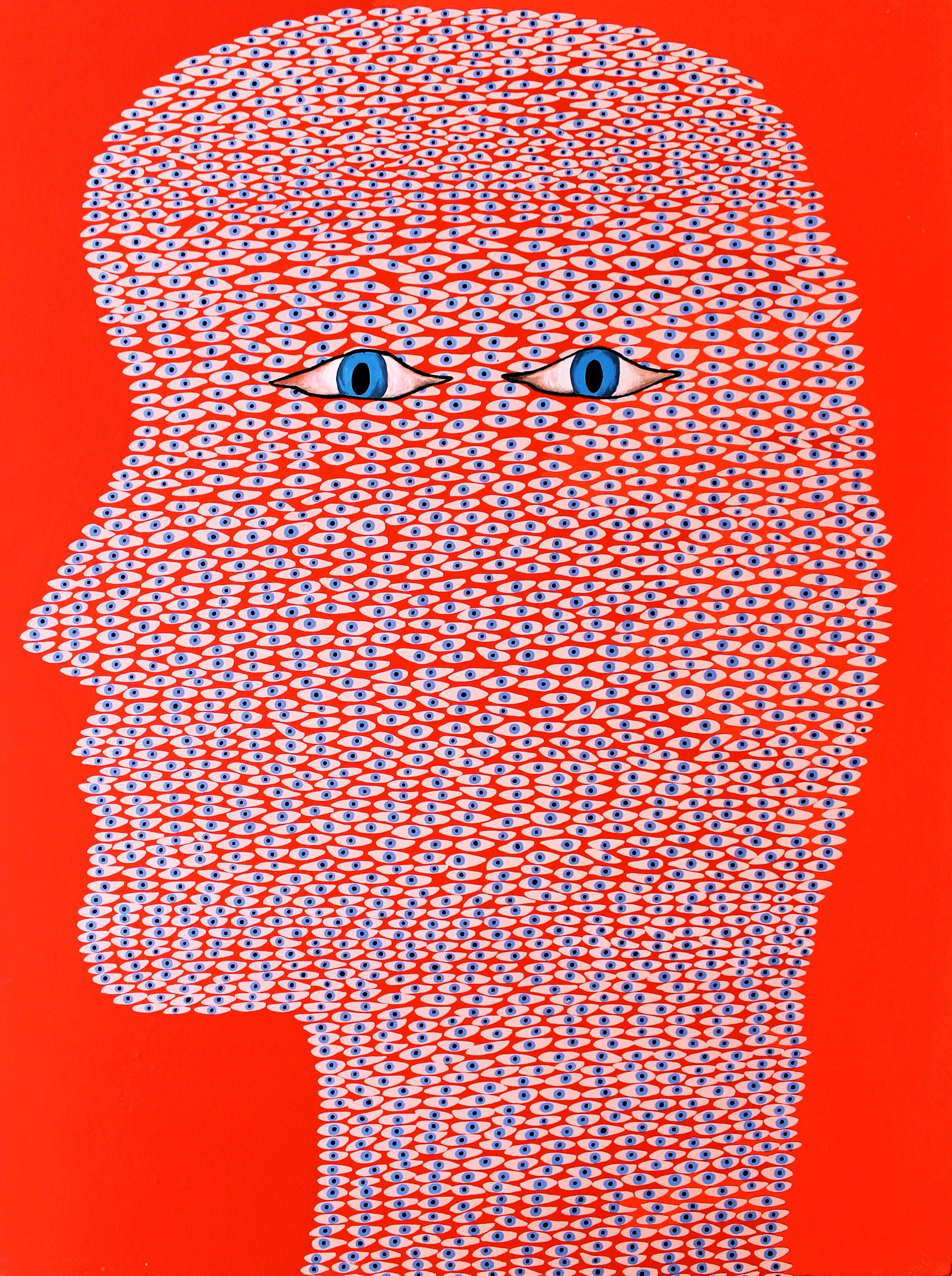 A Thousand Eye Head - 2016, acrylic on canvas, 46 x 61cm