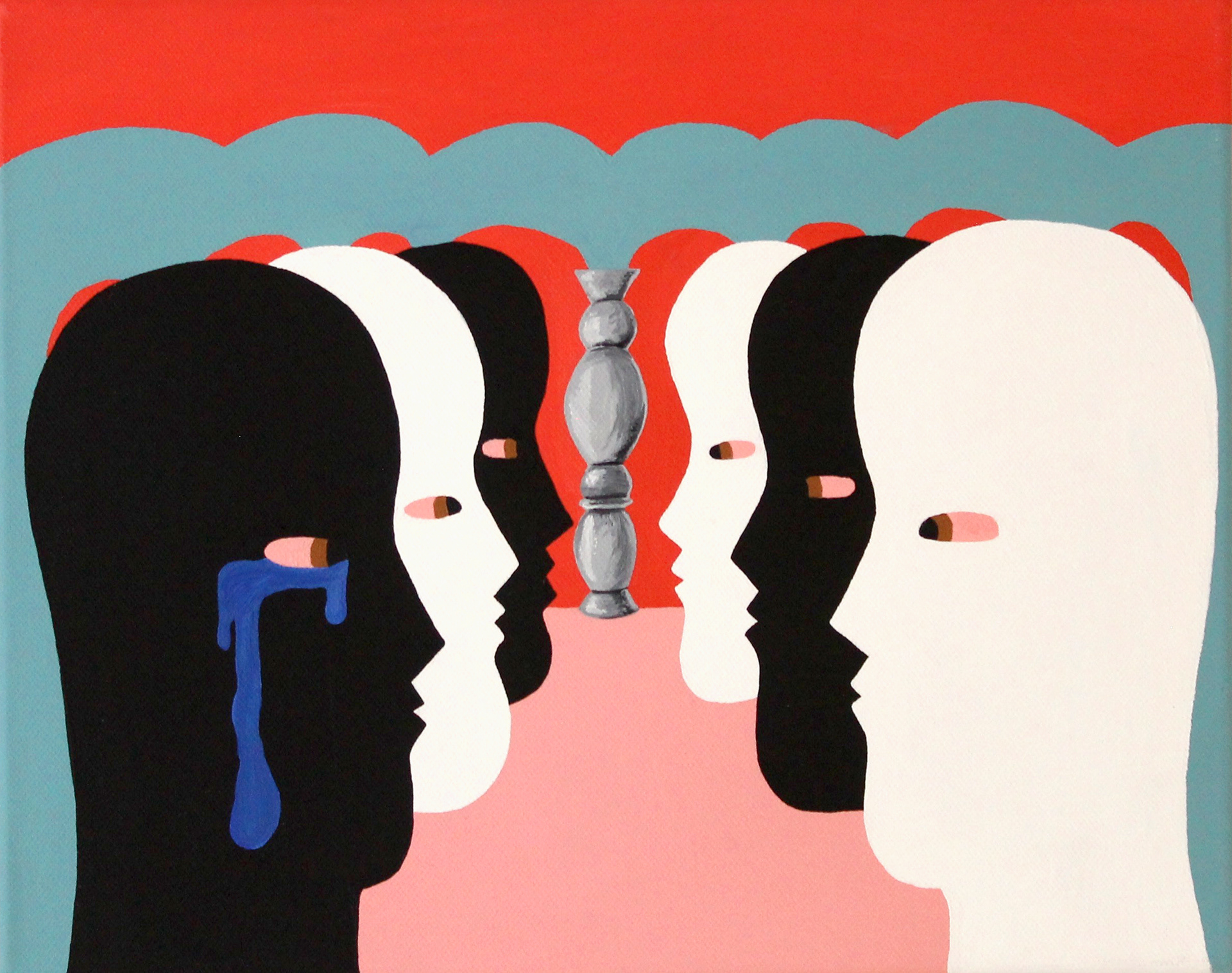 Heads From the Fountain of Life - 2017, acrylic on canvas, 27 x 35cm