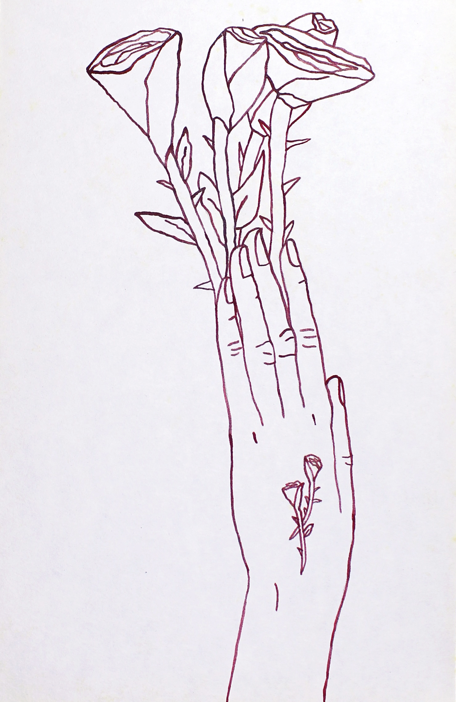 Rose Touching - 2014, gouache on paper, 21 x 14cm