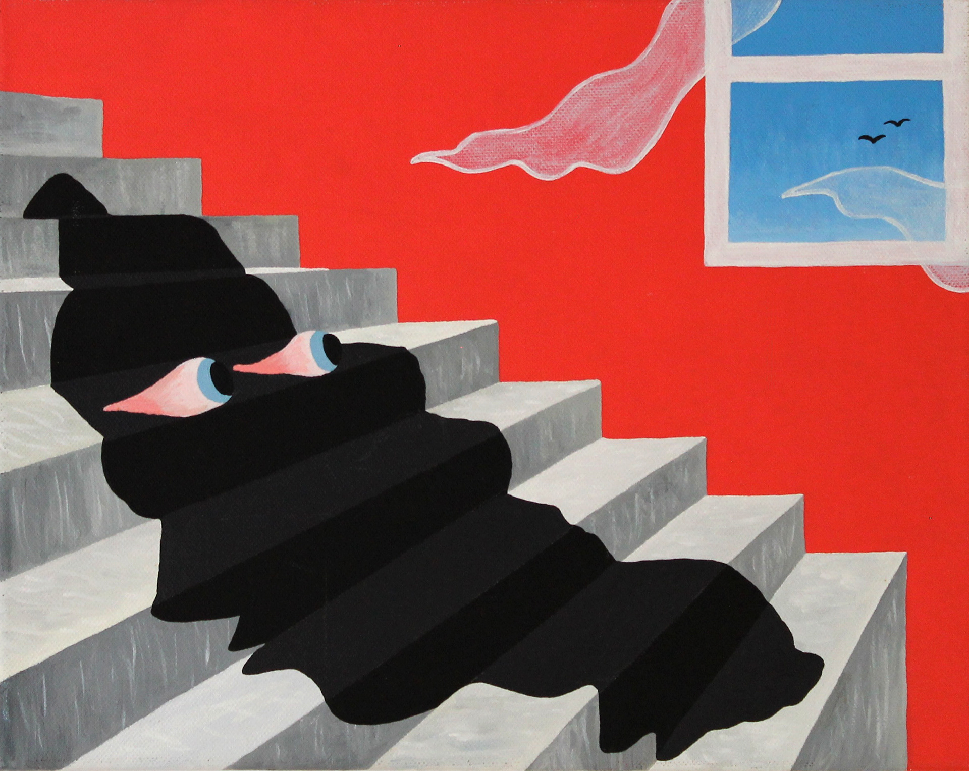 Stair Shadow Head - 2016, acrylic on canvas, 27 x 35cm