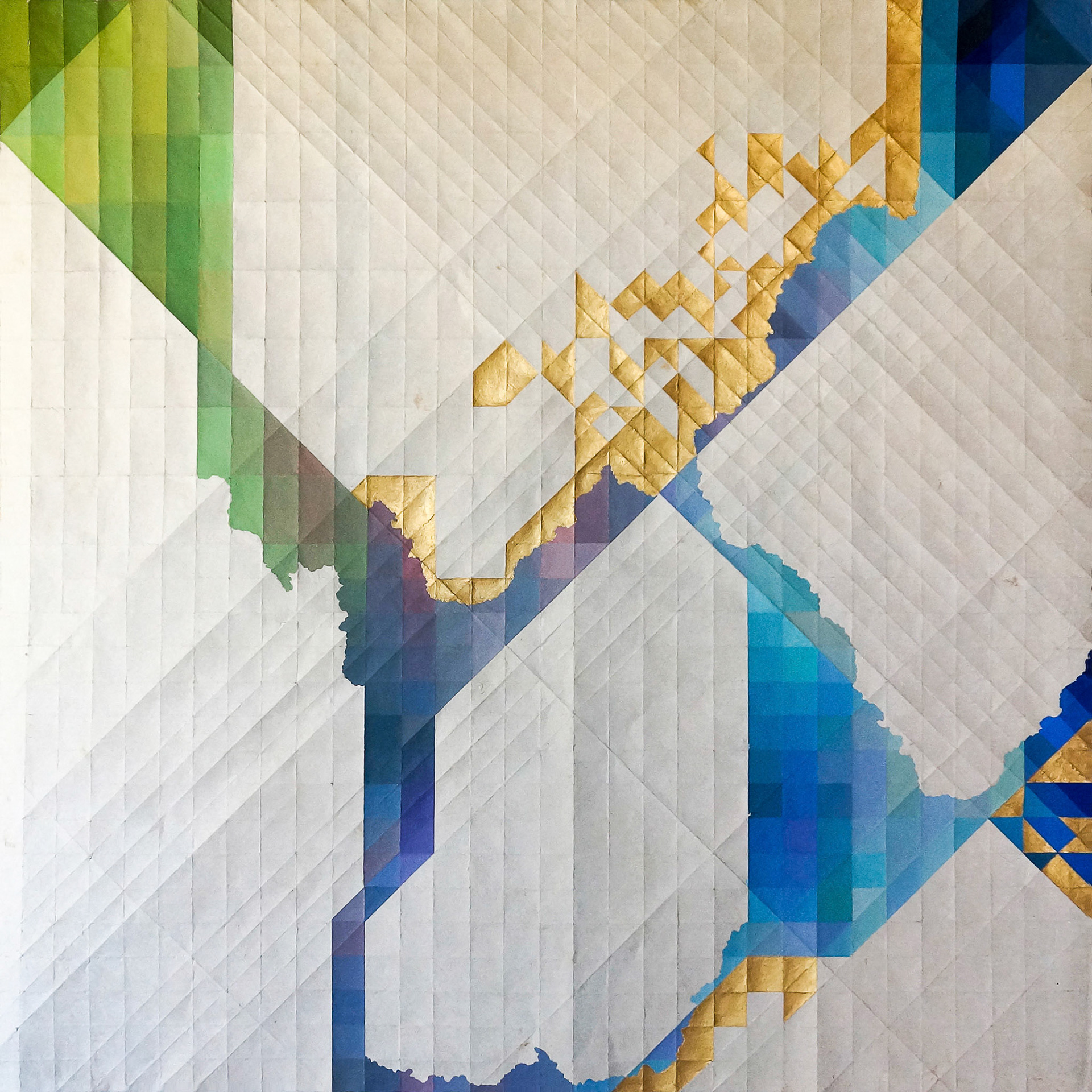 Familia (5) / 2017 Pintura acrílica sobre papel amate plegado 120 x 120 cm