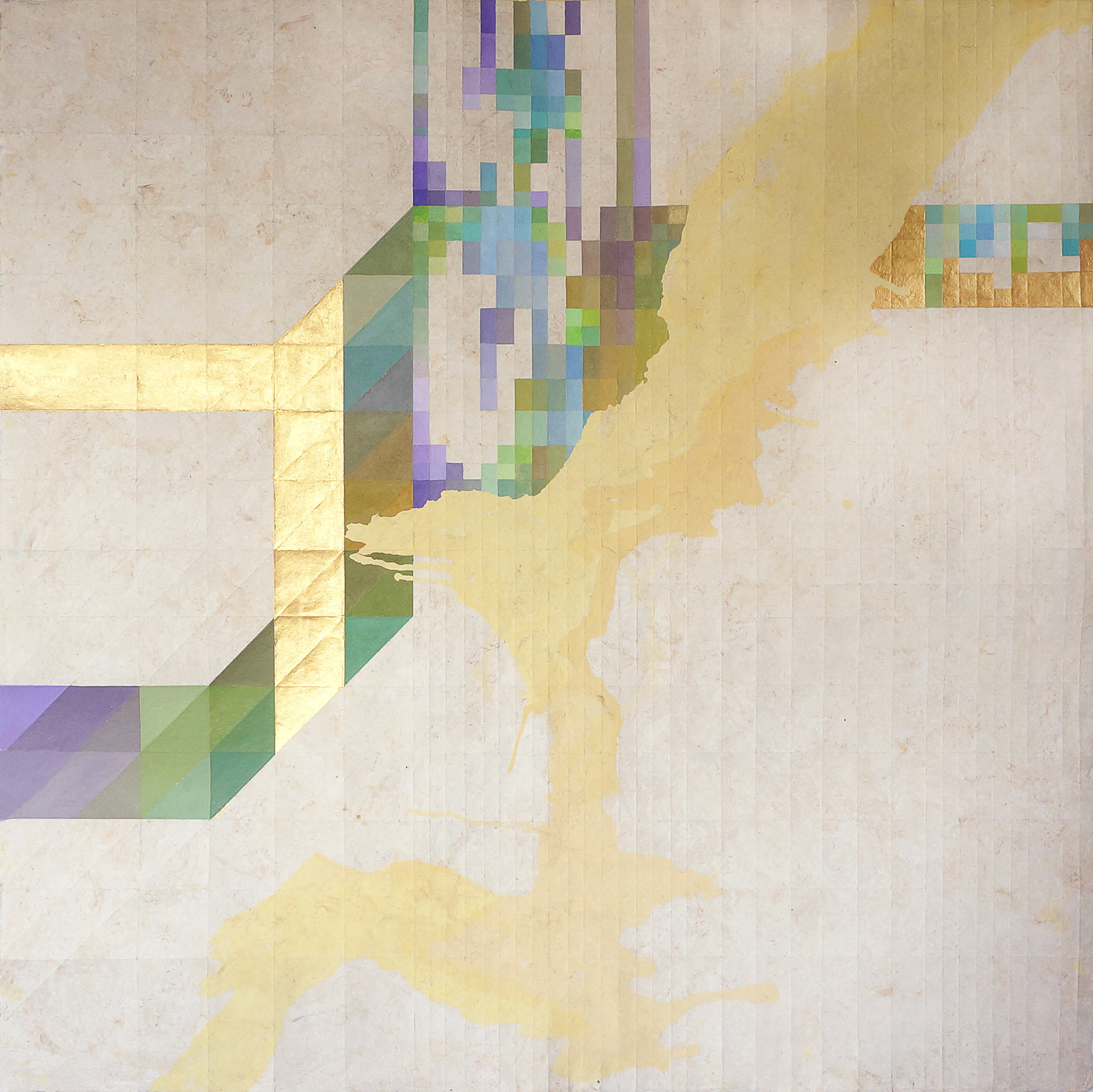 Aura IV / 2016 Pintura acrílica sobre papel amate plegado 120 x 120 cm