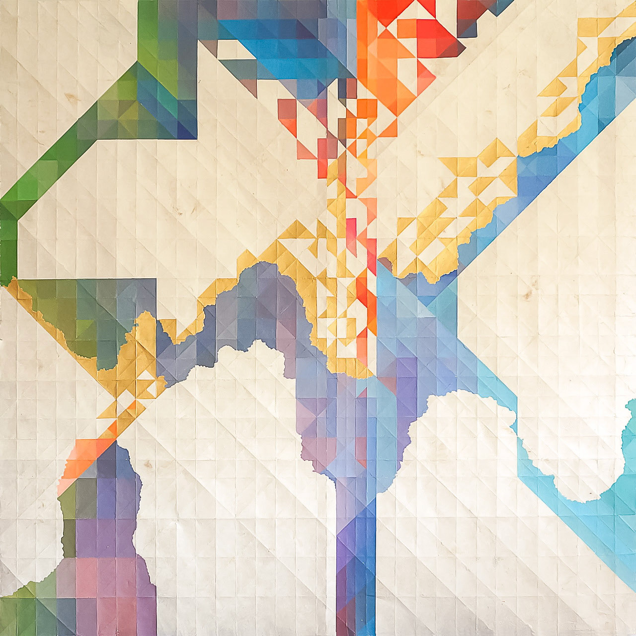 Aura V / 2020 Pintura acrílica sobre papel amate plegado 120 x 120 cm