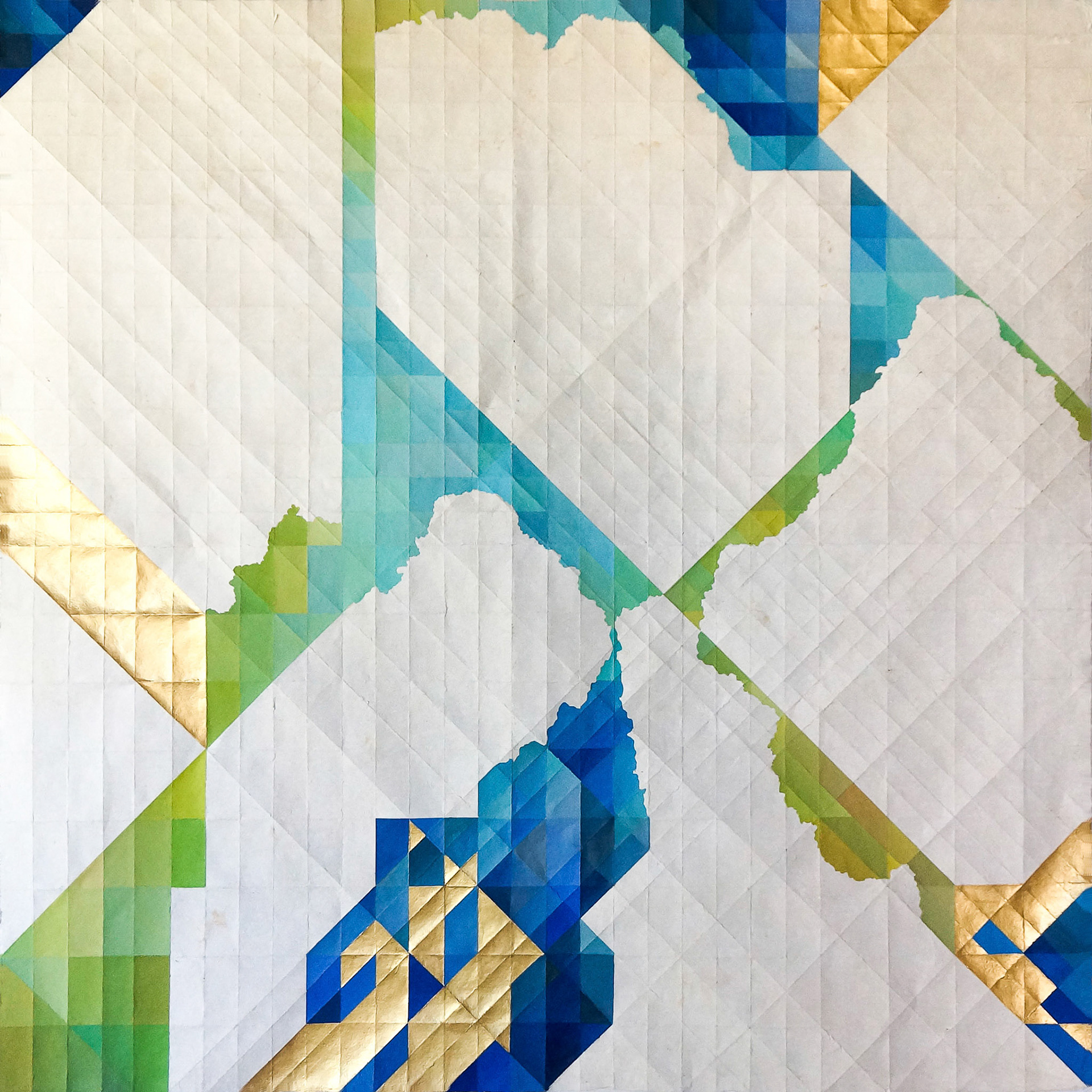 Familia (7) / 2017 Pintura acrílica sobre papel amate plegado 120 x 120 cm