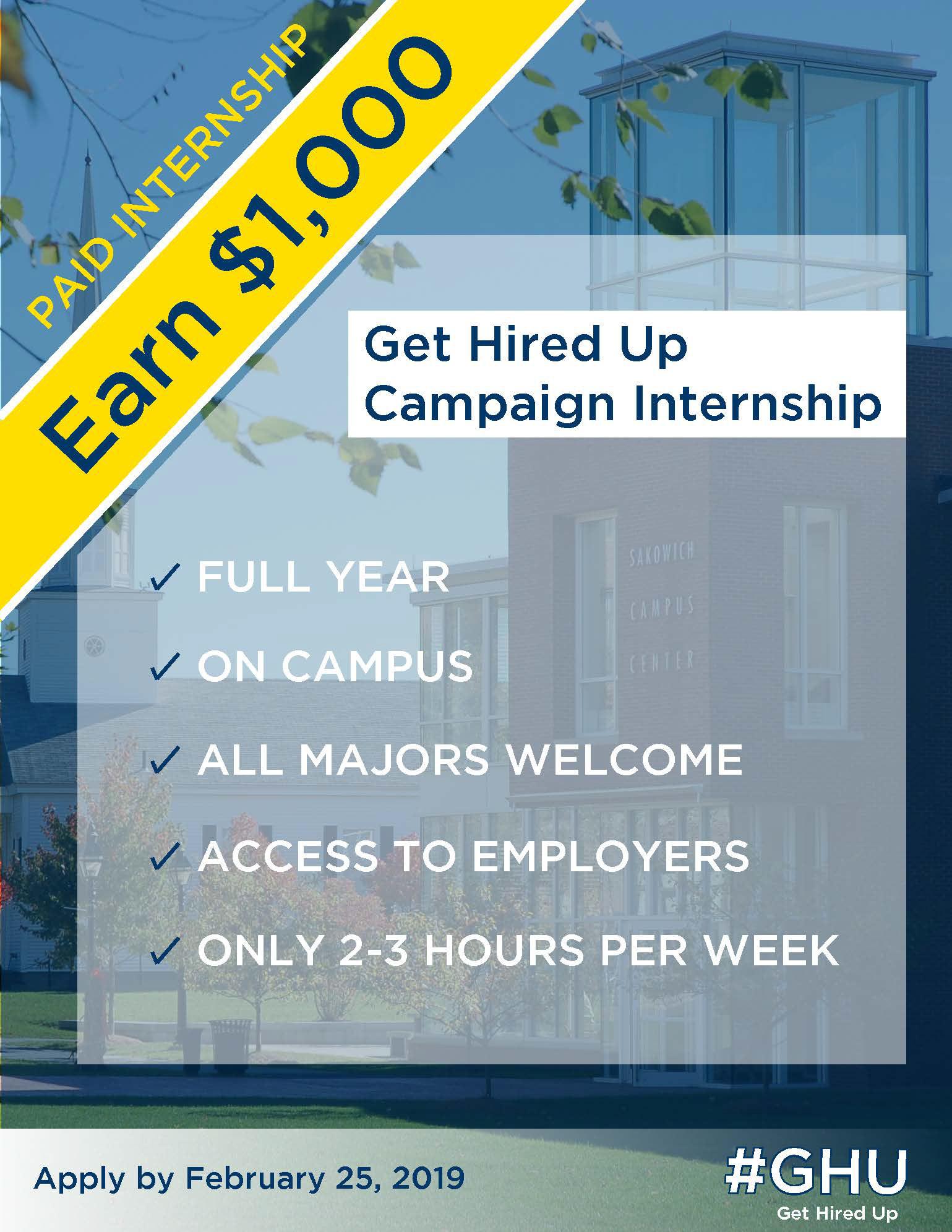 Social Media Post encouraging students to apply for the Get Hired Up Internship