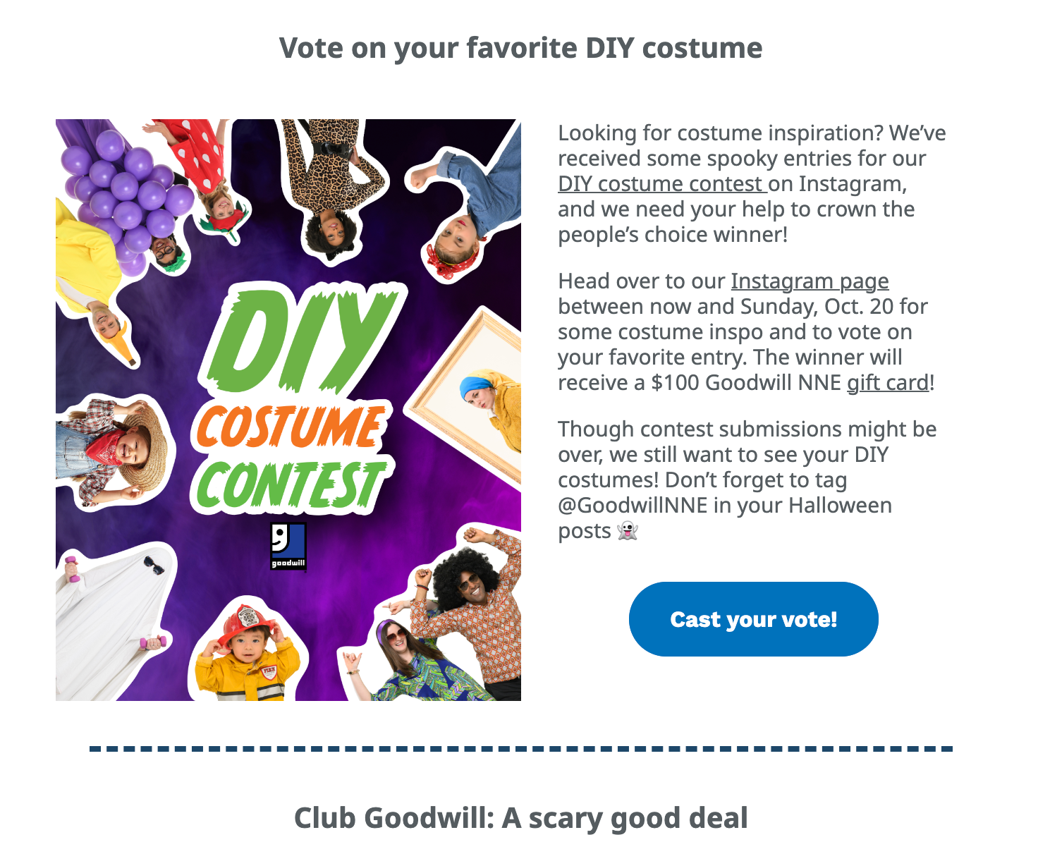 Section of Halloween retail newsletter