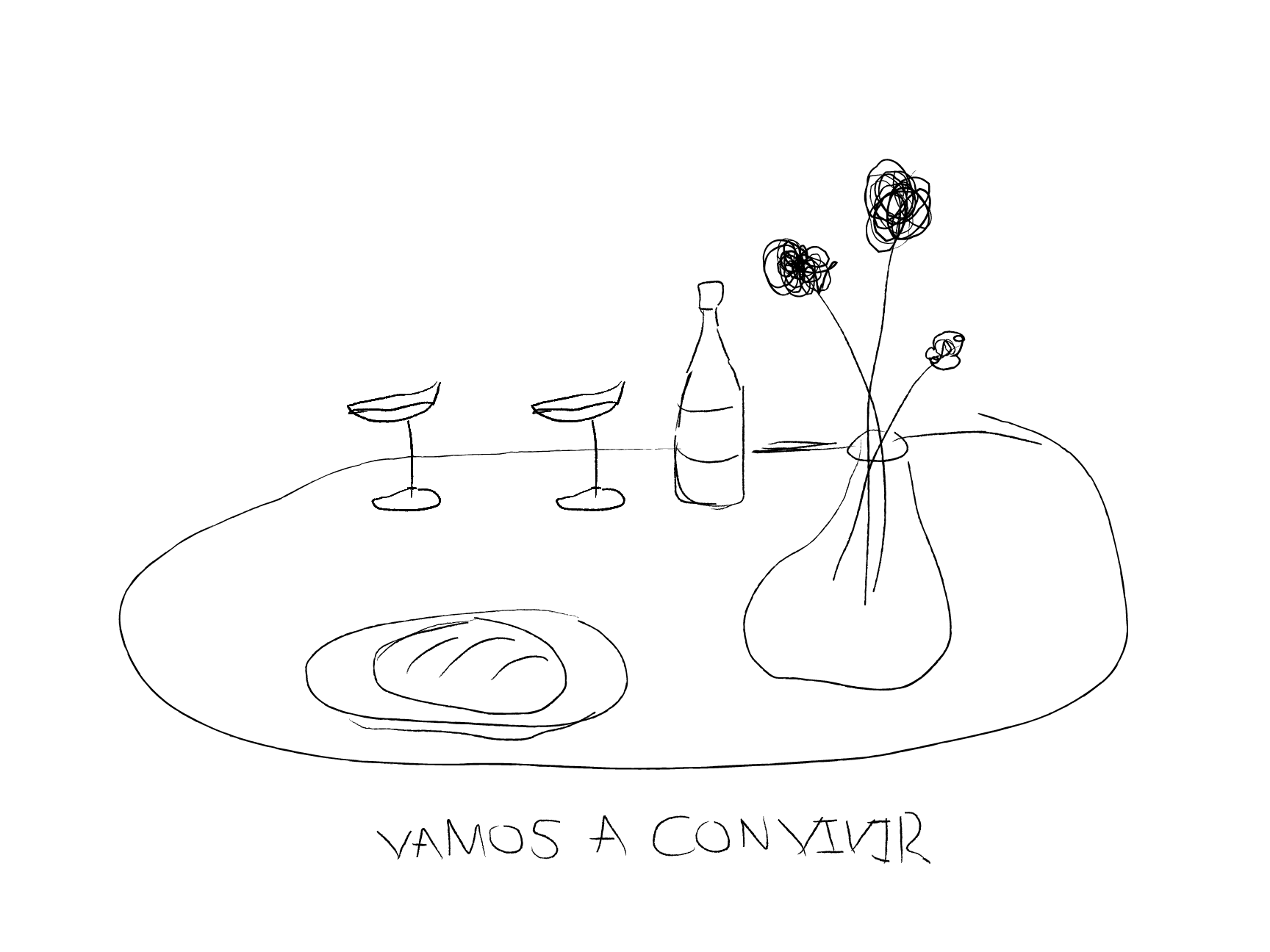"‘Vamos a convivir’ embodies the spirit of friendship and connection with others. This illustration, created with a minimalist approach in Illustrator, highlights the simplicity and beauty of building relationships through shared moments."