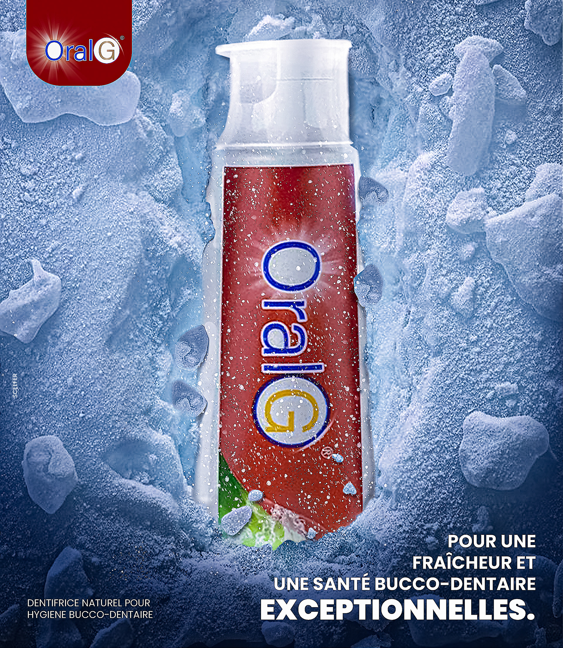 Visuel for ORAL G, marque de dentifrice camerounaise.