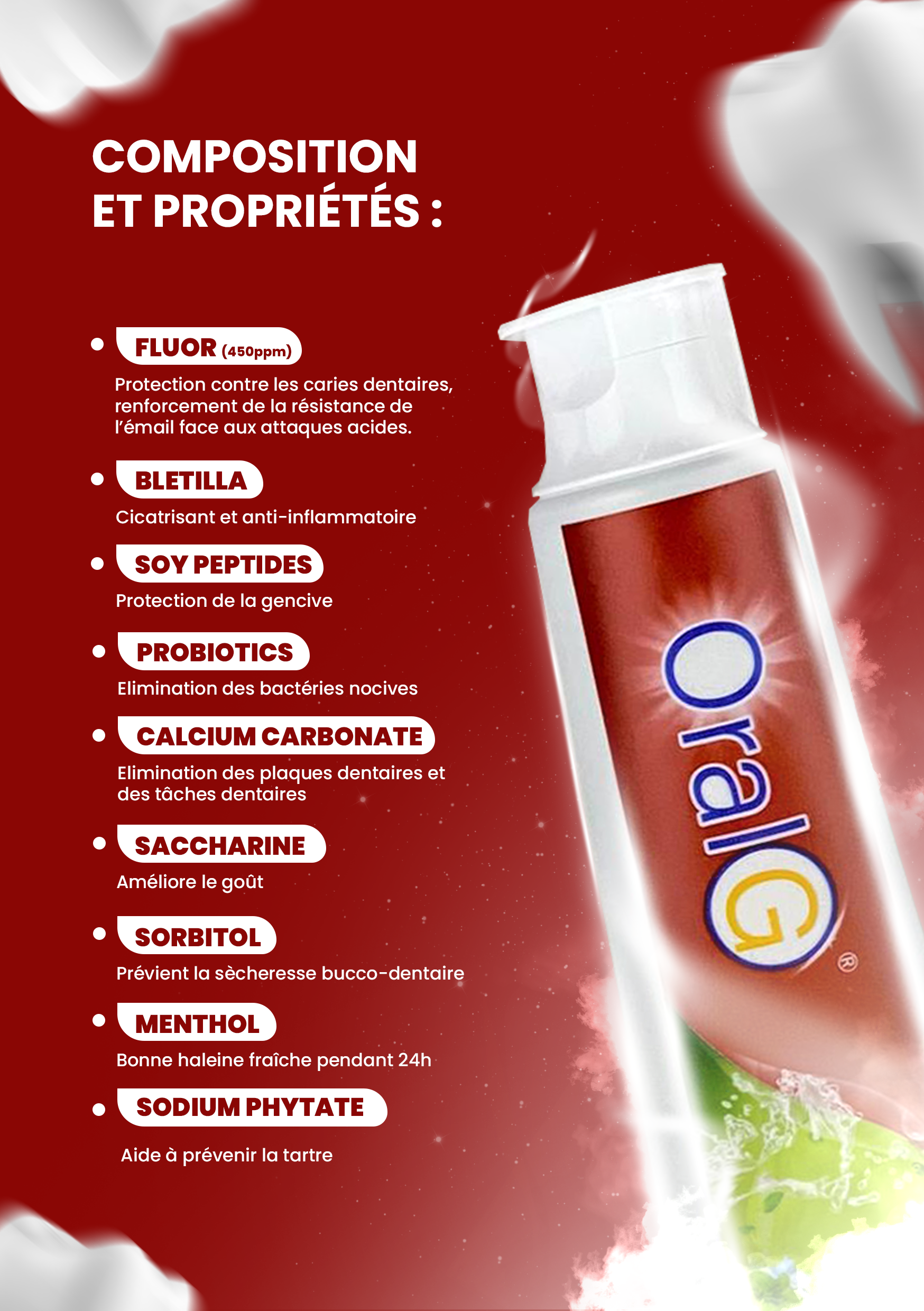 Visuel for ORAL G, marque de dentifrice camerounaise.