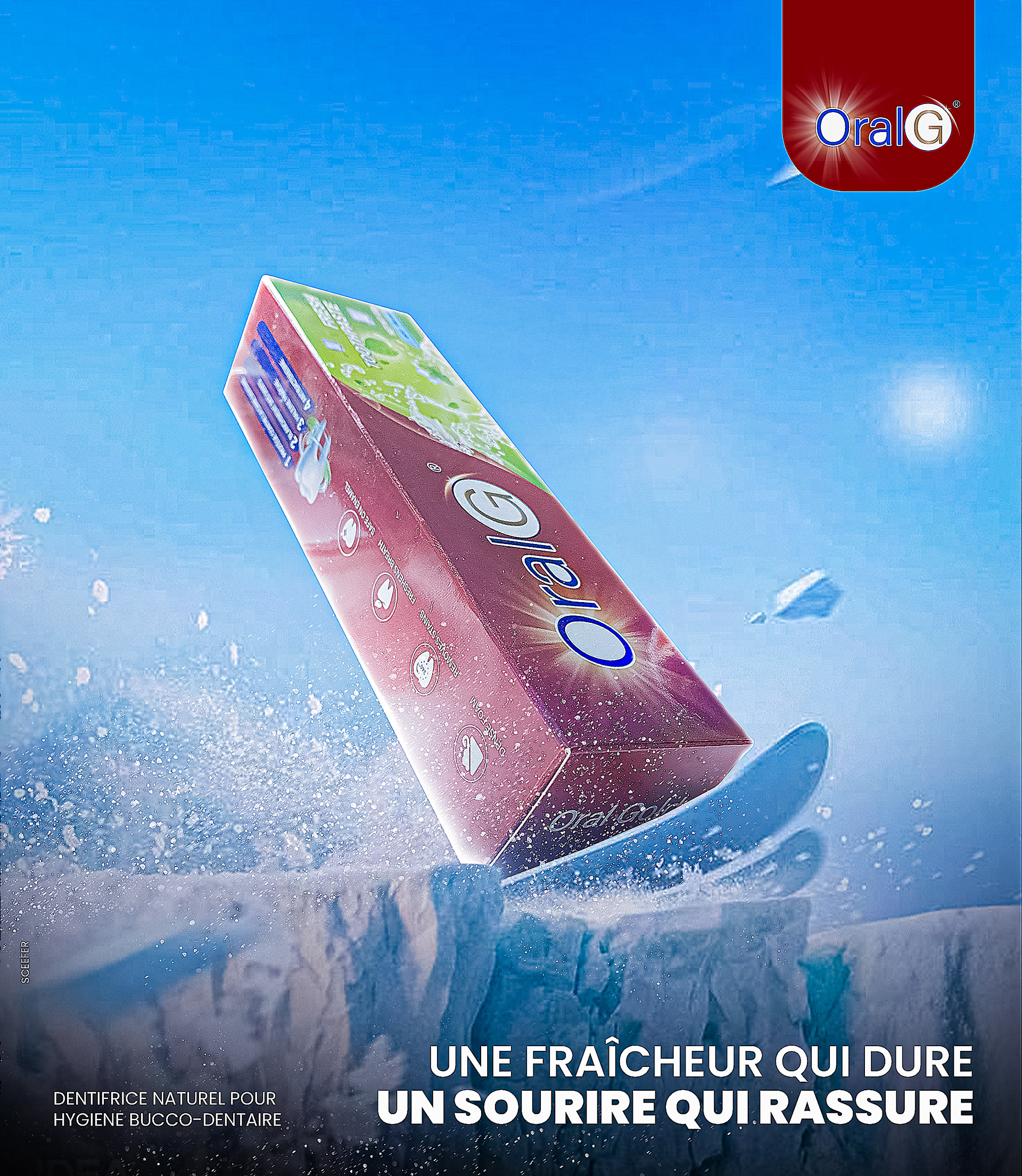 Visuel for ORAL G, marque de dentifrice camerounaise.