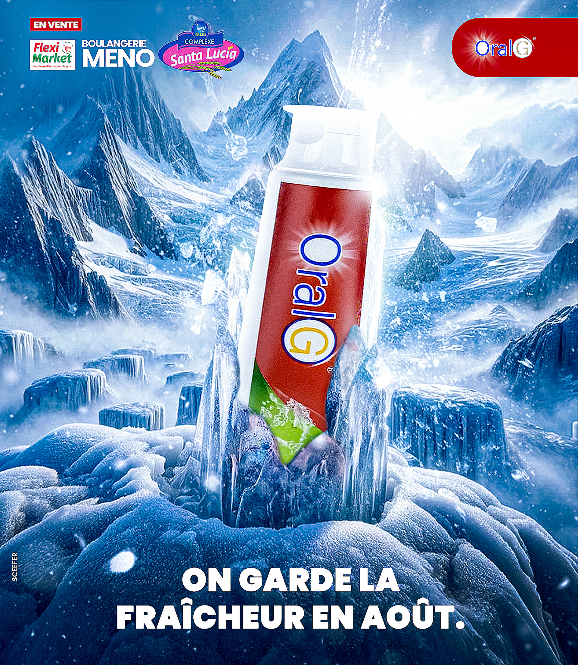 Visuel for ORAL G, marque de dentifrice camerounaise.