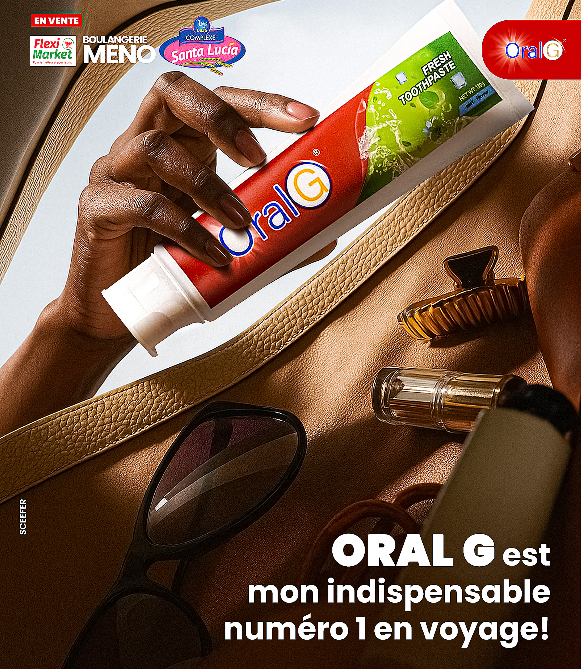 Visuel for ORAL G, marque de dentifrice camerounaise.