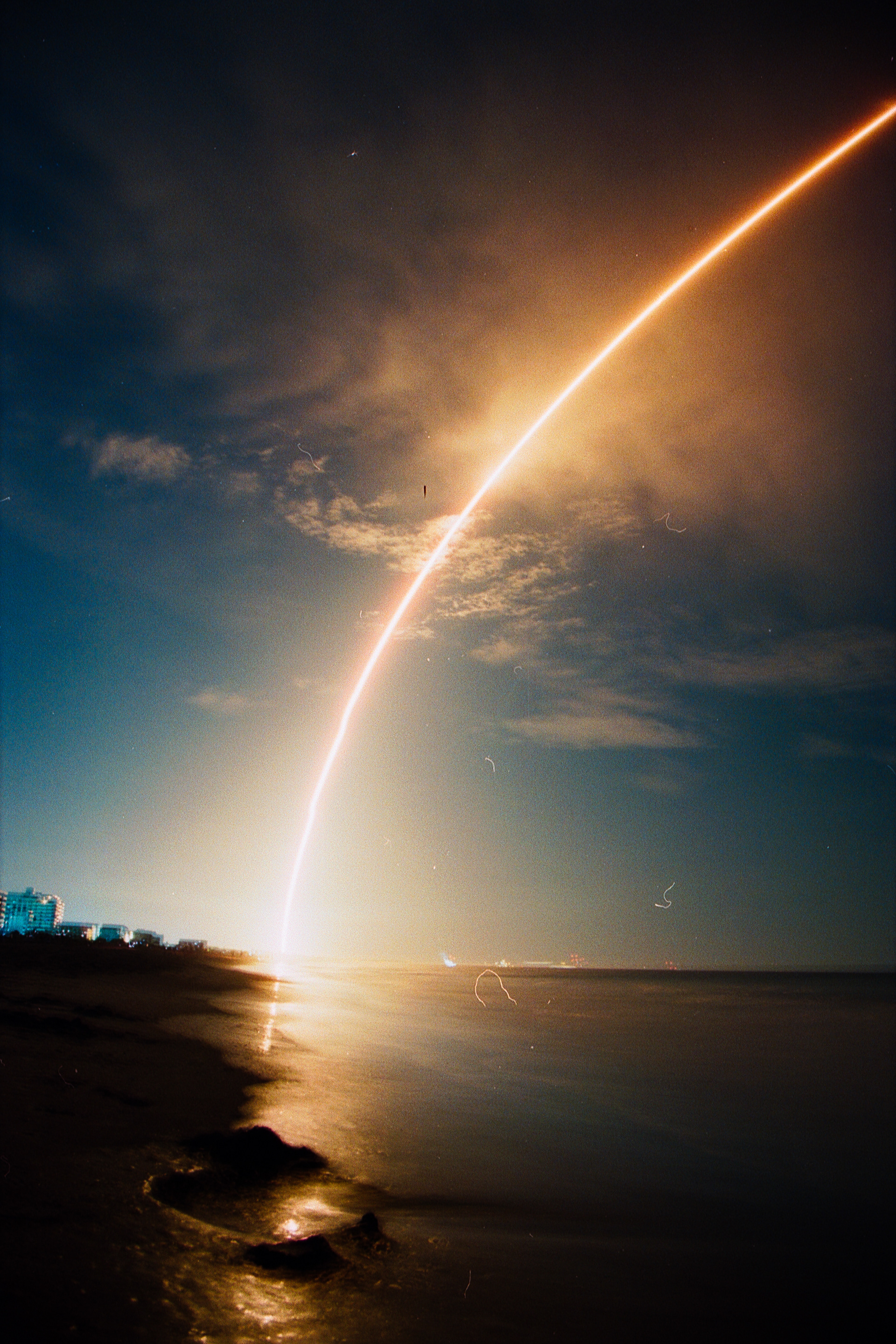 Long exposure of SpaceX Falcon 9 launch from Cape Canaveral