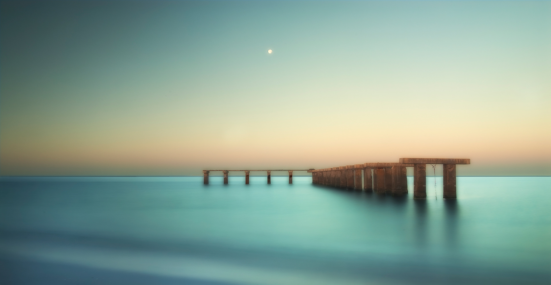 Moon Setting On The Old Boca Grande Pier