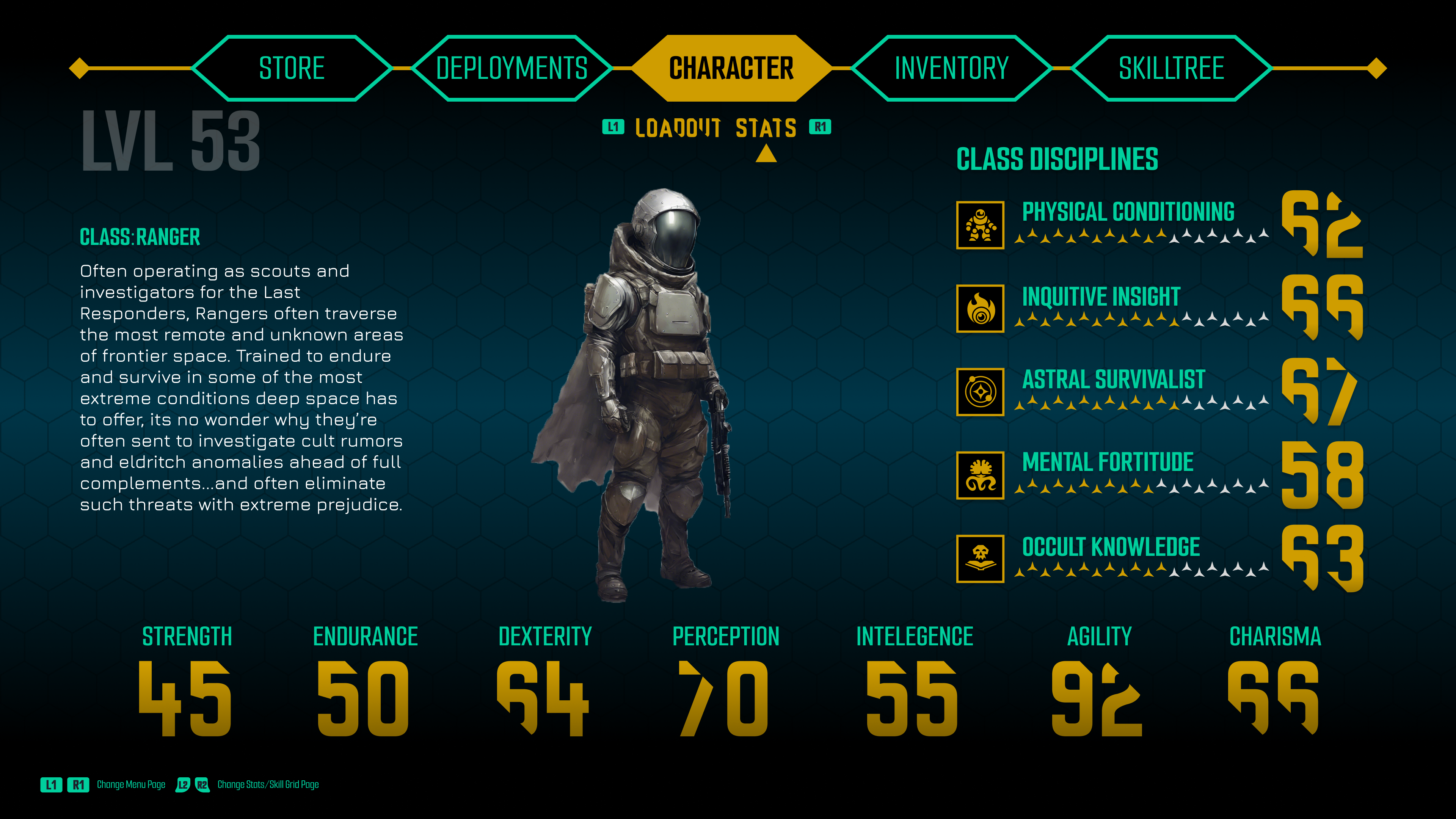 Player Menu - Character- STATS