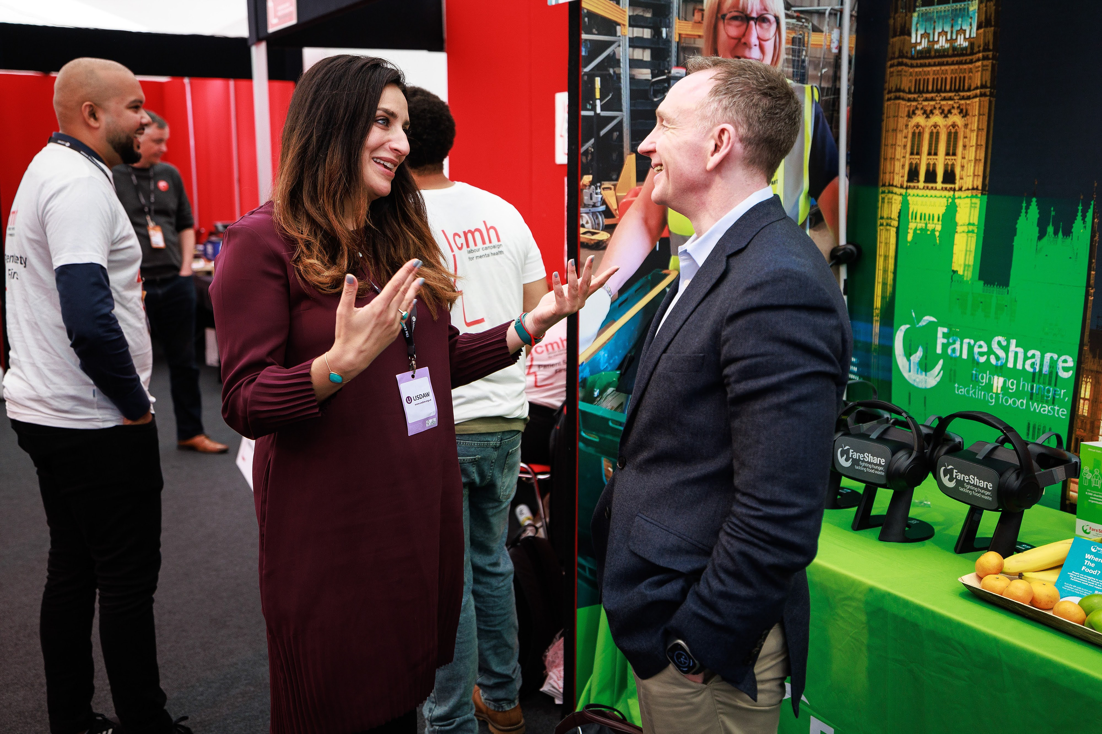 Former Labour, Change and Liberal Democrat MP Luciana Berger and FareShare's George Wright - Labour Conference 2023  