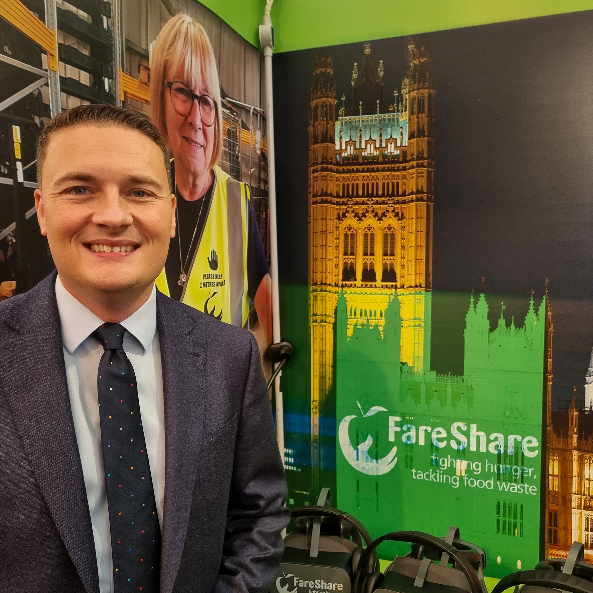 Shadow Secretary of State for Health and Social Care Wes Street at FareShare's Stand - Labour Conference 2023 