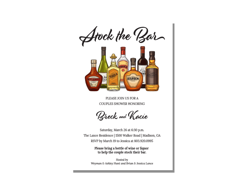 Stock the Bar shower invitation