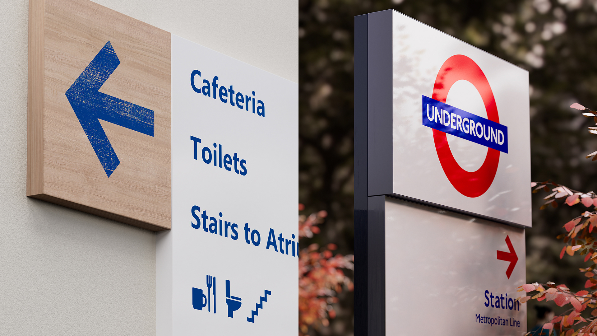 Wayfinding and signage 3D renders and compositing