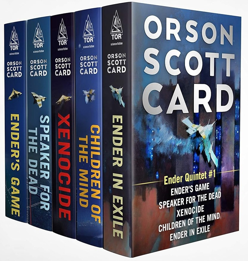 9.4★ (average)	The “Ender Quintet” series is a long, 2500 page+ novel about a young child named Andrew Wiggin, (nickname: Ender) advancing from a military school for kids known as Battle School. There he makes friends, kills two other students, and experienced the death of his colleagues, all just to slay a notorious human race known as the Buggers, or the Formics. After accidentally incinerating the Buggers’ entire species with a molecular disruptor, he lives with the guilt of destroying an entire sentient alien race. Accidentally! So he decides to take on gut-wrenching adventures, traveling at light speed, so that while he’s still 19, his older brother died on Earth from a stroke and heart failure CENTURIES ago! This killing of the buggers, known as The First Xenocide, is so important that time was known represented as, no, not BCE. No, not CE. That’s right, it becomes BX and AX, standing for ‘Before Xenocide’ and ‘After Xenocide’! This means that due to the fact that Peter Wiggin (Ender’s older brother) died at the age of 77, and was born 15 BX, then he died at the era of 62 AX!! Wow, imagine if we all had to switch to BX and AX. He learns lessons, he learns how to manipulate others, and best of all, he learns how to write a good book.                                                                                                                                                                                                                                              Yet that’s not all! The interloping novels are written in stomach-splitting detail, with a background of dark humour. From murders to pornography to war packs, this book involves a way of dragging you in, while all the same repelling you. The first book is okay for 12 year olds, but then all of a sudden the next 4 books have lots of inappropriate language and sex references. My father REALLY should have filtered out the inappropriate bits of the series before giving it to me. Ages 17+.	27/04/2025	28/04/2025