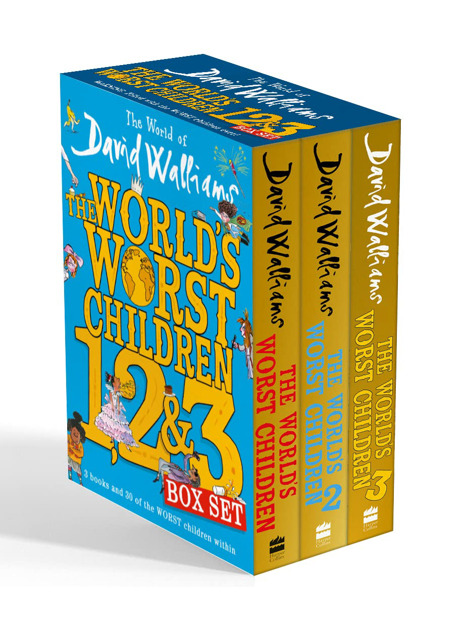 9.9★(average) David Walliams’ “ World’s worst children” is a special anniversary collection with  FULL COLOUR,  and is an extraordinarily frolicsome trilogy of books. They are so side-splitting that it makes you not want to sleep in double-(maths/history)! You get what I mean? As long as you know how to fluently sing the alphabet song, you’re gonna L-O-V-E this! For ALL ages!	21/05/2023