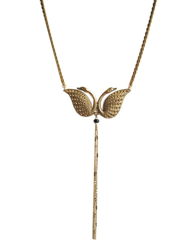 Collier 'Double swan' - Laiton doré - 120€