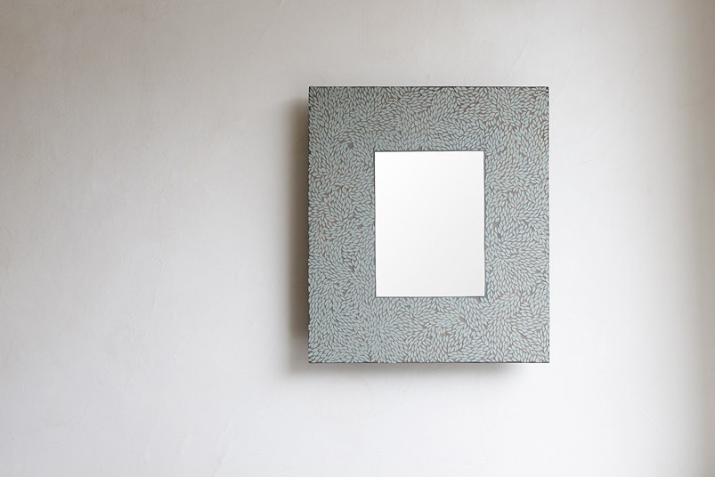 Miroir feuillage en mosaïques, pièce unique 2 500€