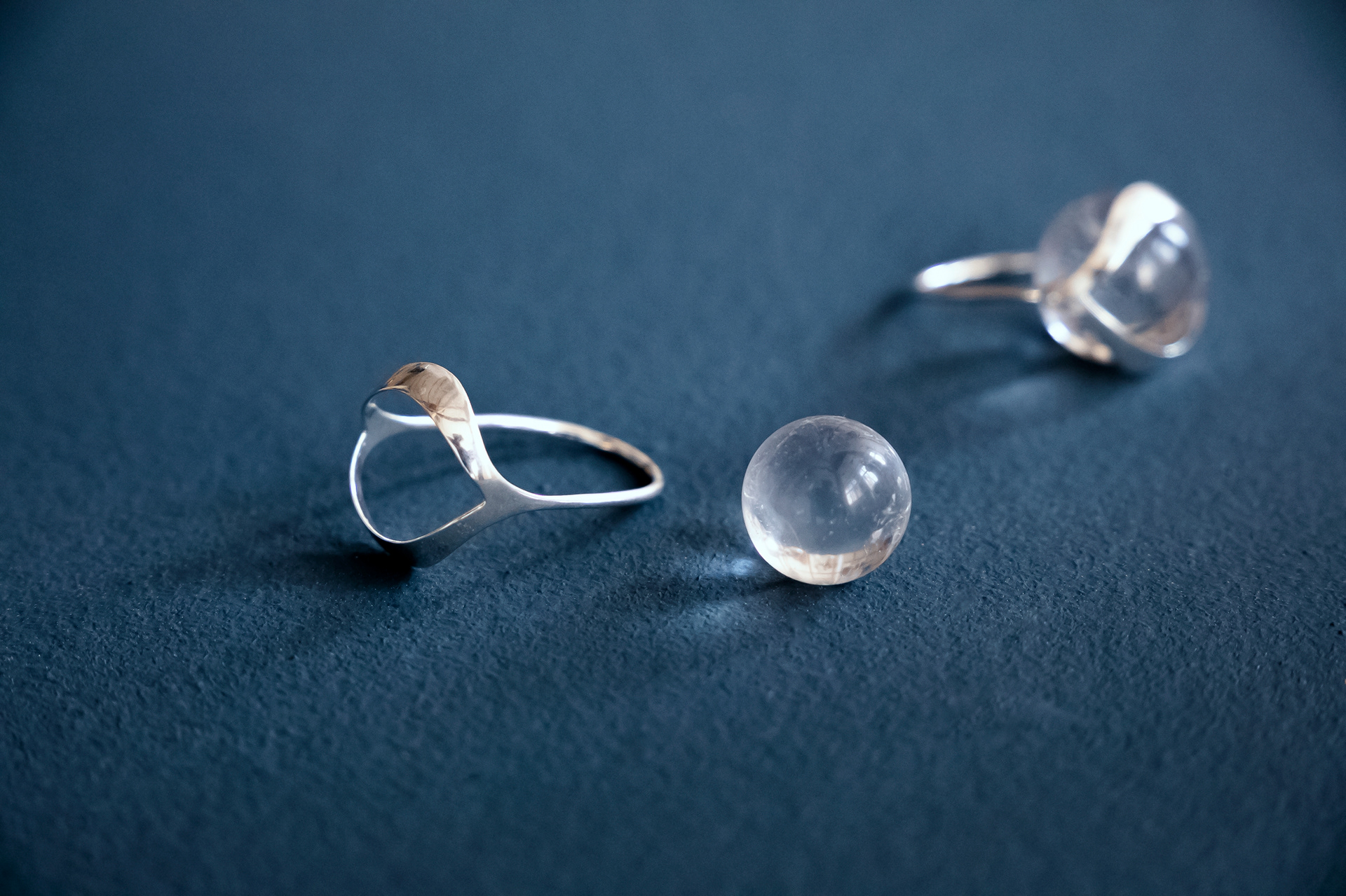 Bagues « Prunelles » argent 925 et bille cristal de roche petit modèle 150€ / grand modèle 170€