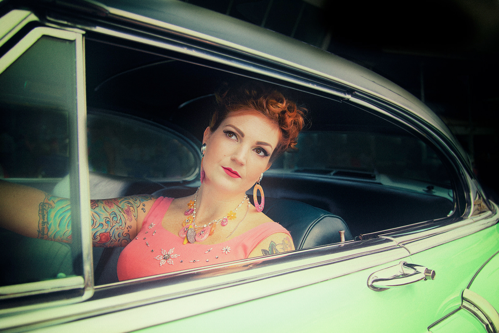 "The Girl in the Green Car" - Champion Portrait Dunedin Festival of Photography 2017, Canon Online 2016 Round 6 4th Place, North Shore Salon 2017 Honours, Inclusion in NZ Camera Book 2017, NATEX Acceptance