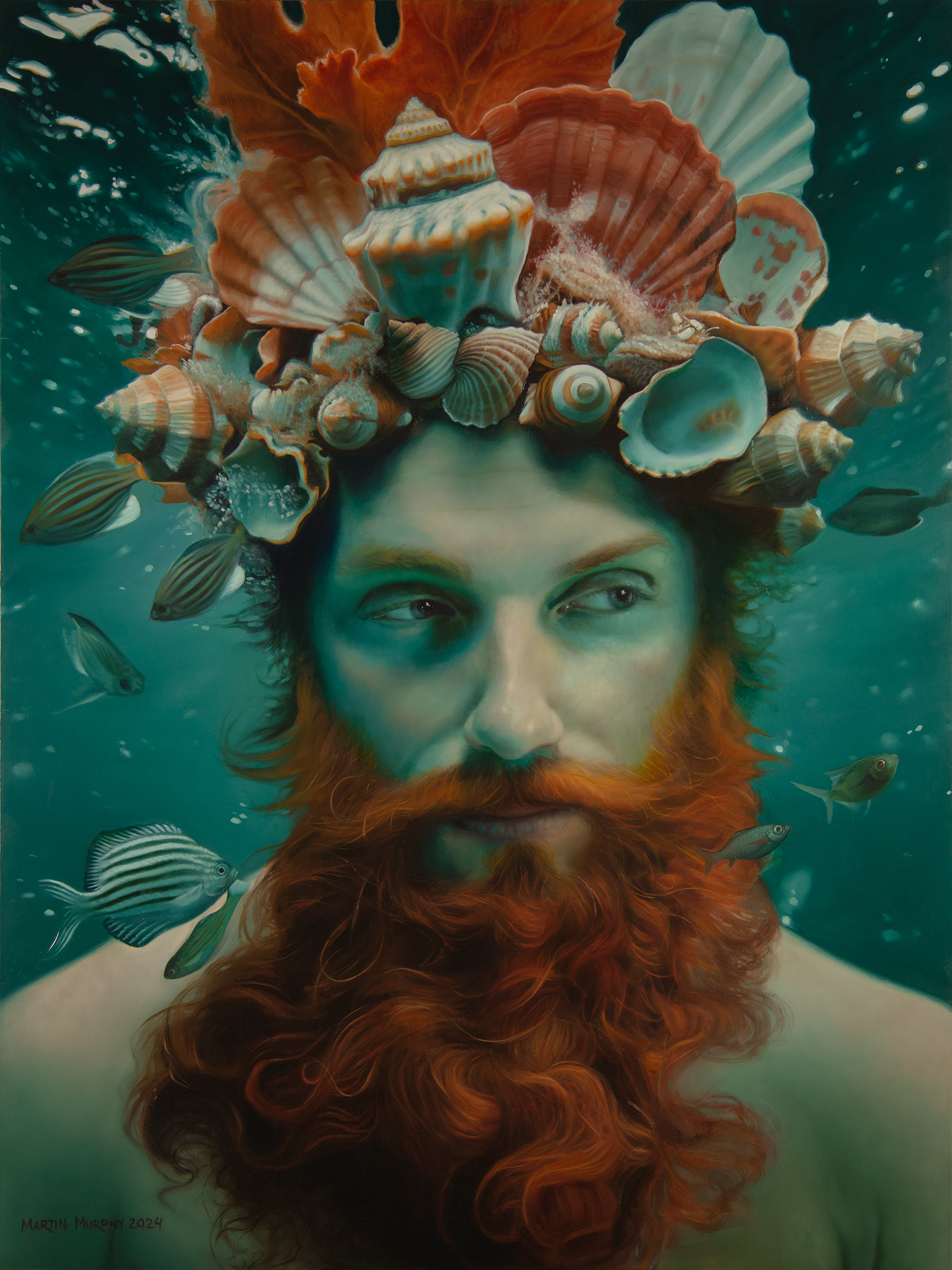 "Poseidon" oil on wood panel 48"x36", 122cm x 91.5cm
