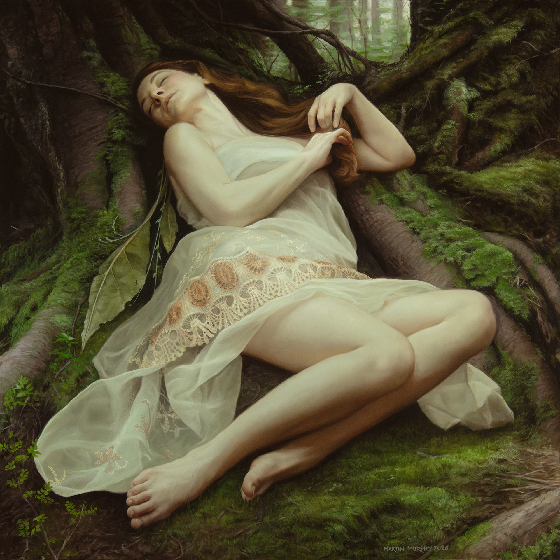 "Forest Nymph" oil on wood panel, 30"x30", 76.2cm x 76.2cm