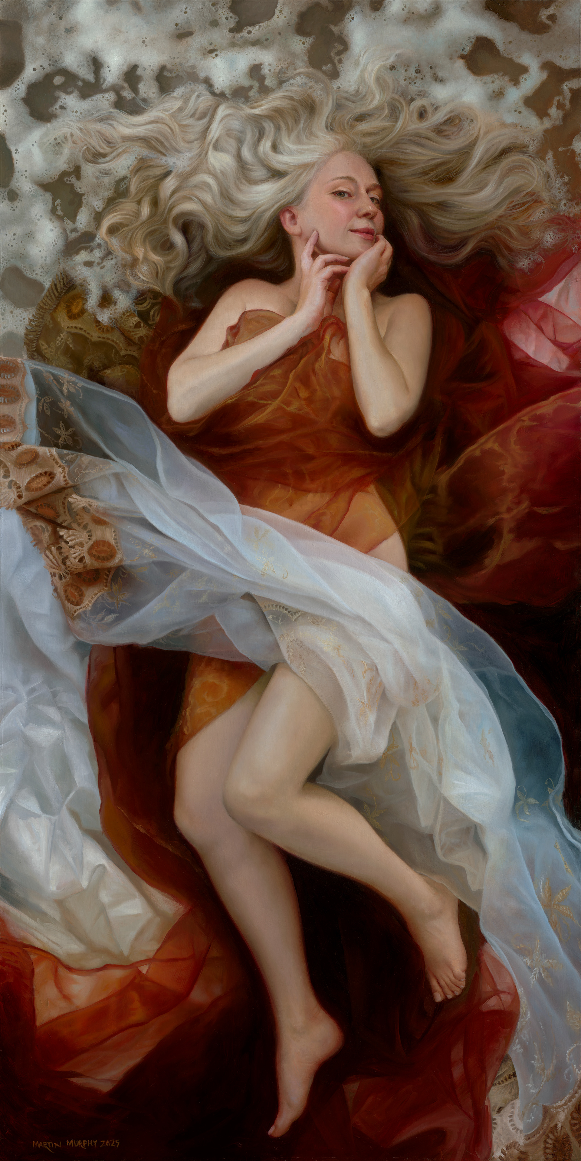 "Aphrodite" oil on wood panel 60"x30", 152.5cm x 76cm