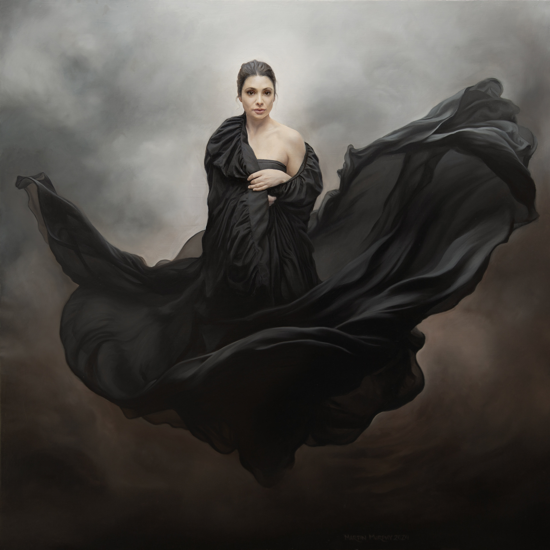 "Tempest Muse" oil on wood panel, 48"x48" 122cm x 122cm