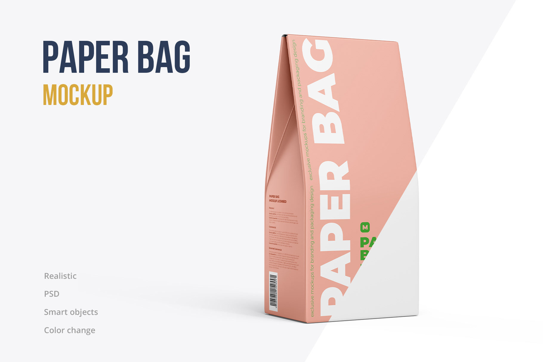 Exclusive Product Mockups - Paper Bag Mockup. Half Side view