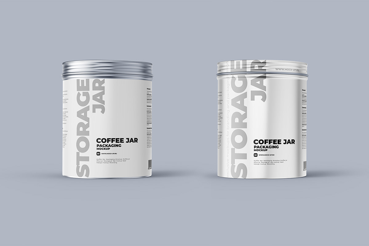 Exclusive Product Mockups - Closed Metallic Storage Jar. Front view